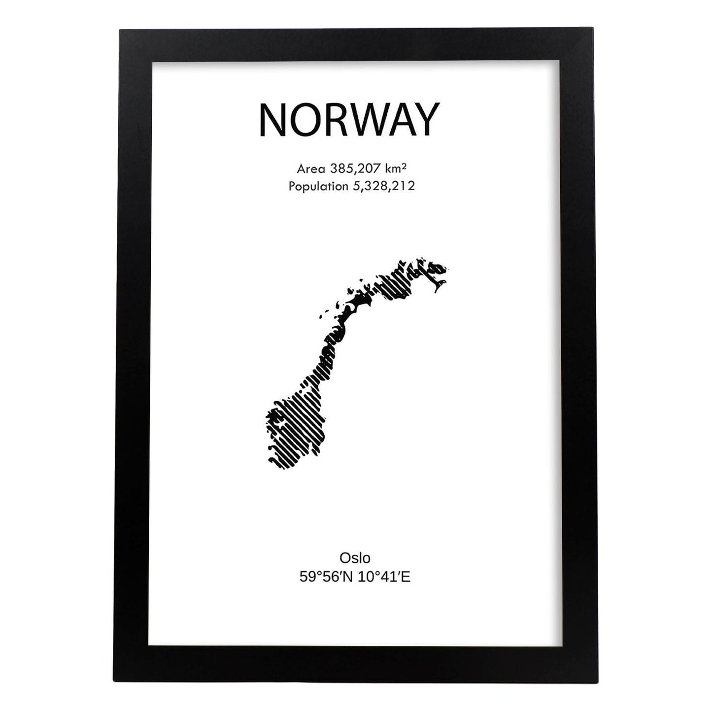 Poster de Noruega. Láminas de paises y continentes del mundo.-Artwork-Nacnic-A3-Marco Negro-Nacnic Estudio SL