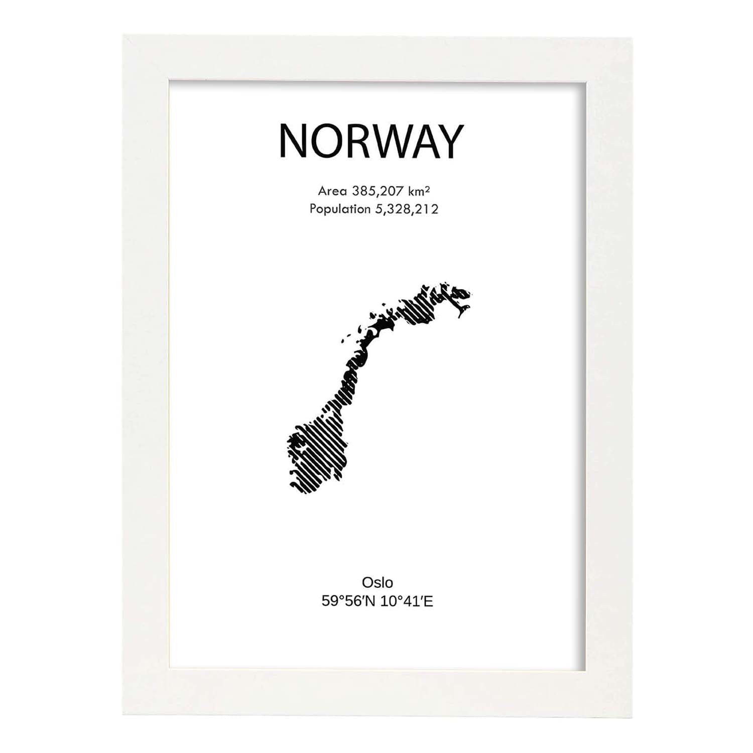 Poster de Noruega. Láminas de paises y continentes del mundo.-Artwork-Nacnic-A4-Marco Blanco-Nacnic Estudio SL
