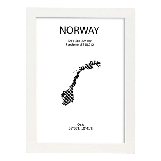 Poster de Noruega. Láminas de paises y continentes del mundo.-Artwork-Nacnic-A4-Marco Blanco-Nacnic Estudio SL