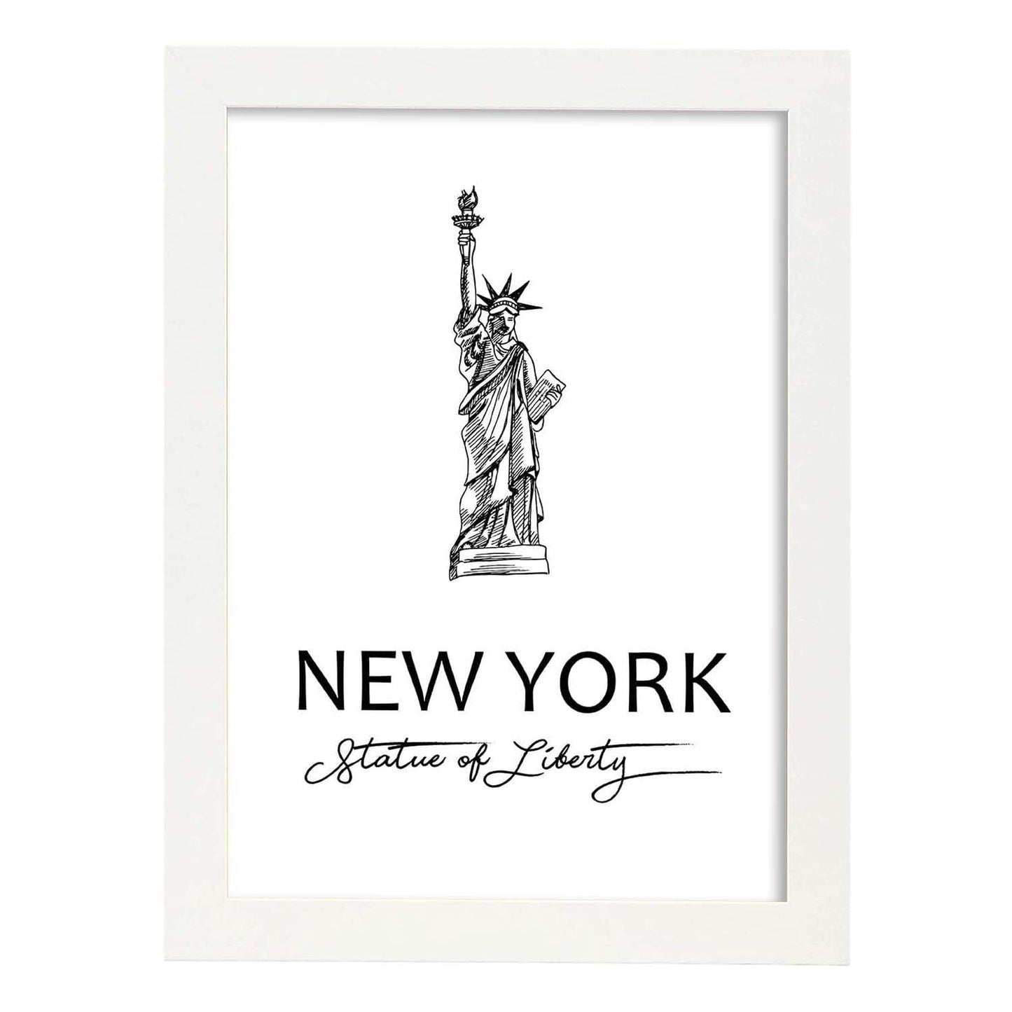 Poster de Nueva York - Estatua de la libertad. Láminas con monumentos de ciudades.-Artwork-Nacnic-A3-Marco Blanco-Nacnic Estudio SL