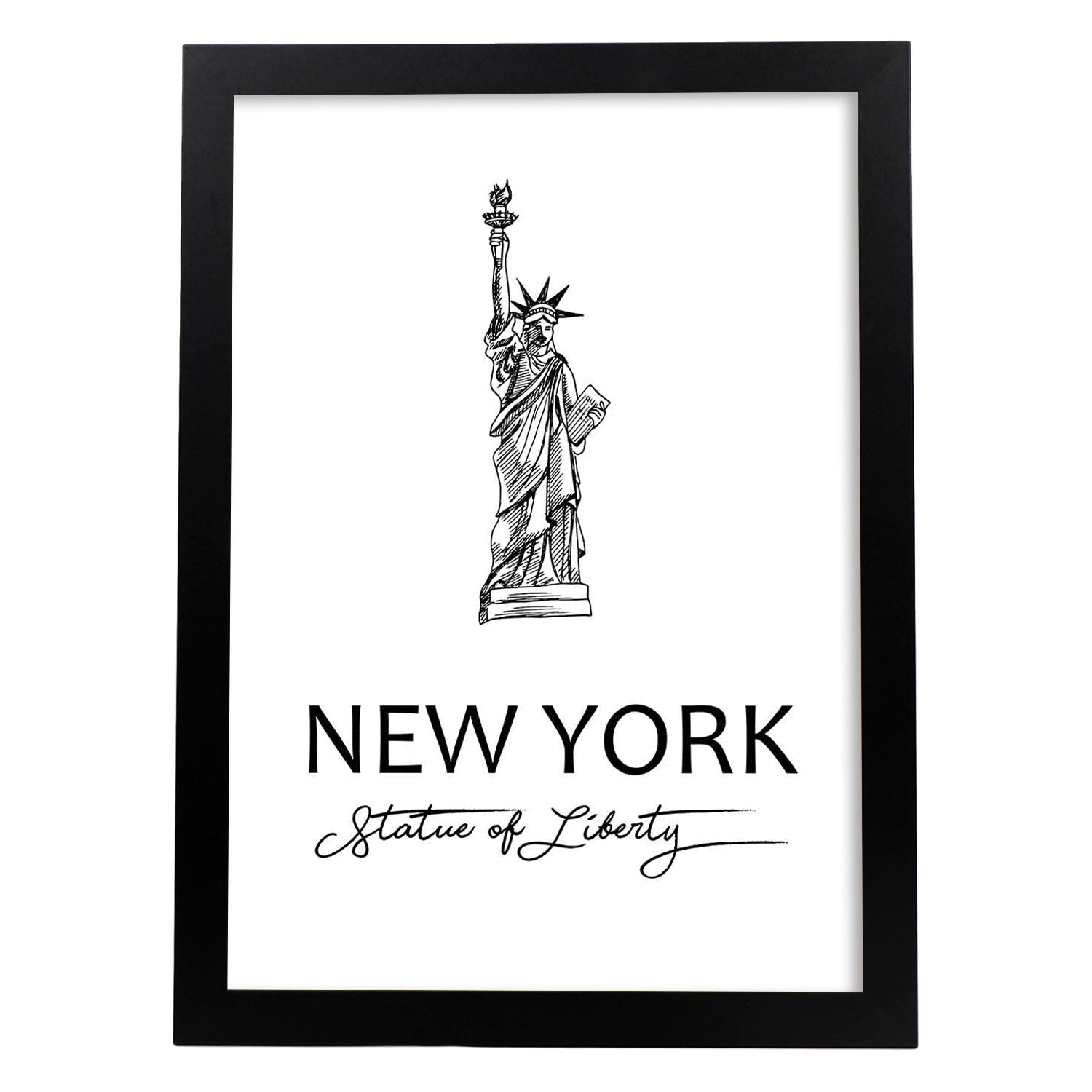 Poster de Nueva York - Estatua de la libertad. Láminas con monumentos de ciudades.-Artwork-Nacnic-A3-Marco Negro-Nacnic Estudio SL