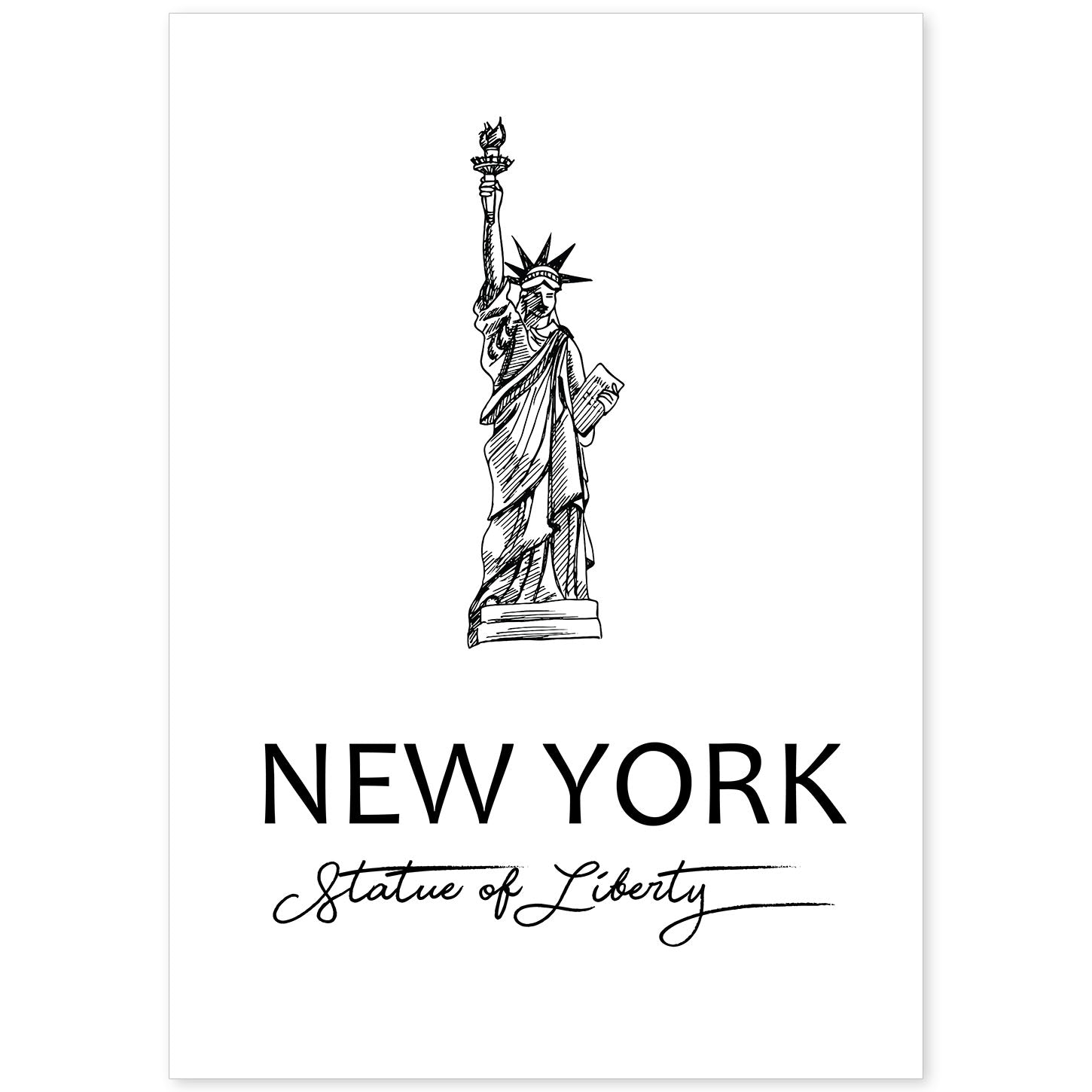 Poster de Nueva York - Estatua de la libertad. Láminas con monumentos de ciudades.-Artwork-Nacnic-A4-Sin marco-Nacnic Estudio SL
