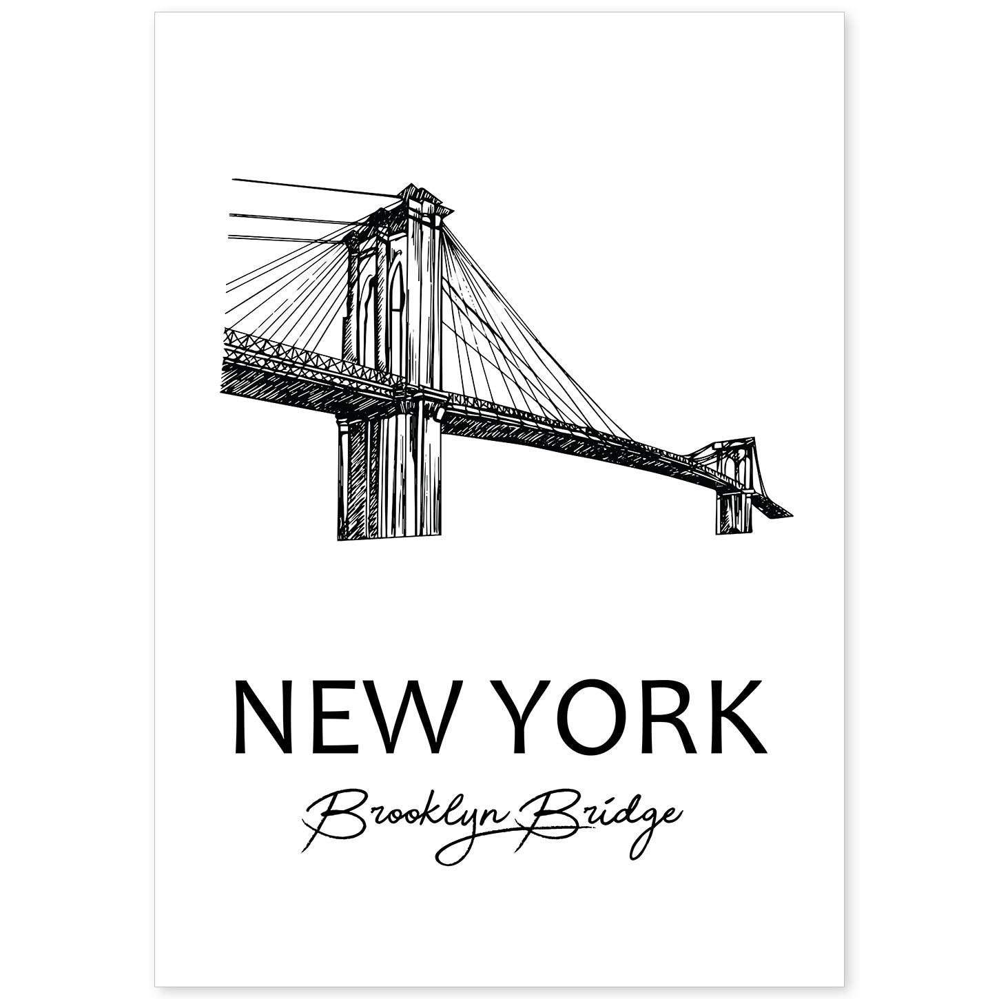Poster de Nueva York - Puente de Brooklyn. Láminas con monumentos de ciudades.-Artwork-Nacnic-A4-Sin marco-Nacnic Estudio SL