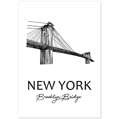 Poster de Nueva York - Puente de Brooklyn. Láminas con monumentos de ciudades.-Artwork-Nacnic-A4-Sin marco-Nacnic Estudio SL