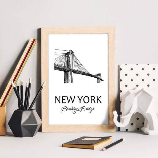 Poster de Nueva York - Puente de Brooklyn. Láminas con monumentos de ciudades.-Artwork-Nacnic-Nacnic Estudio SL