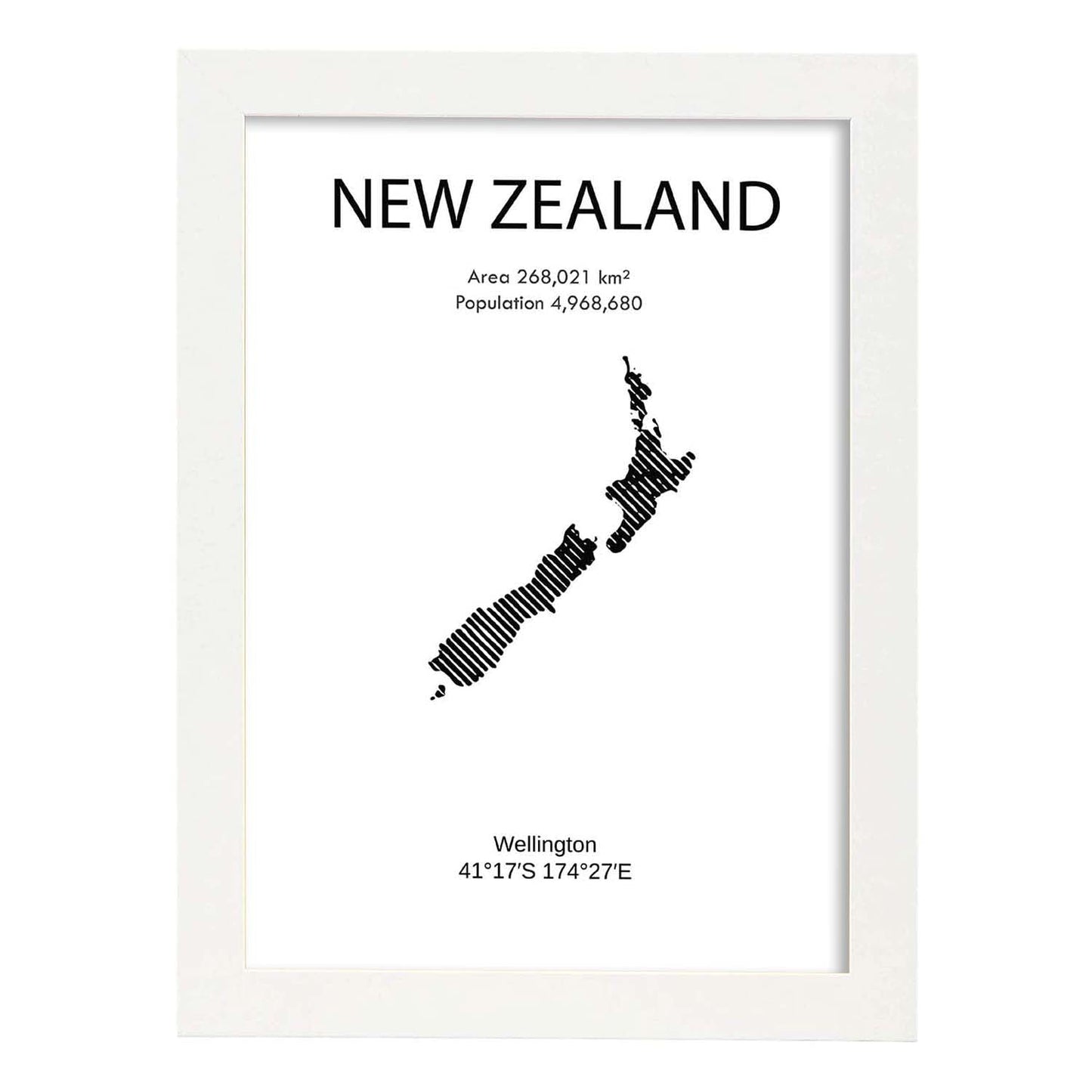Poster de Nueva Zelanda. Láminas de paises y continentes del mundo.-Artwork-Nacnic-A3-Marco Blanco-Nacnic Estudio SL