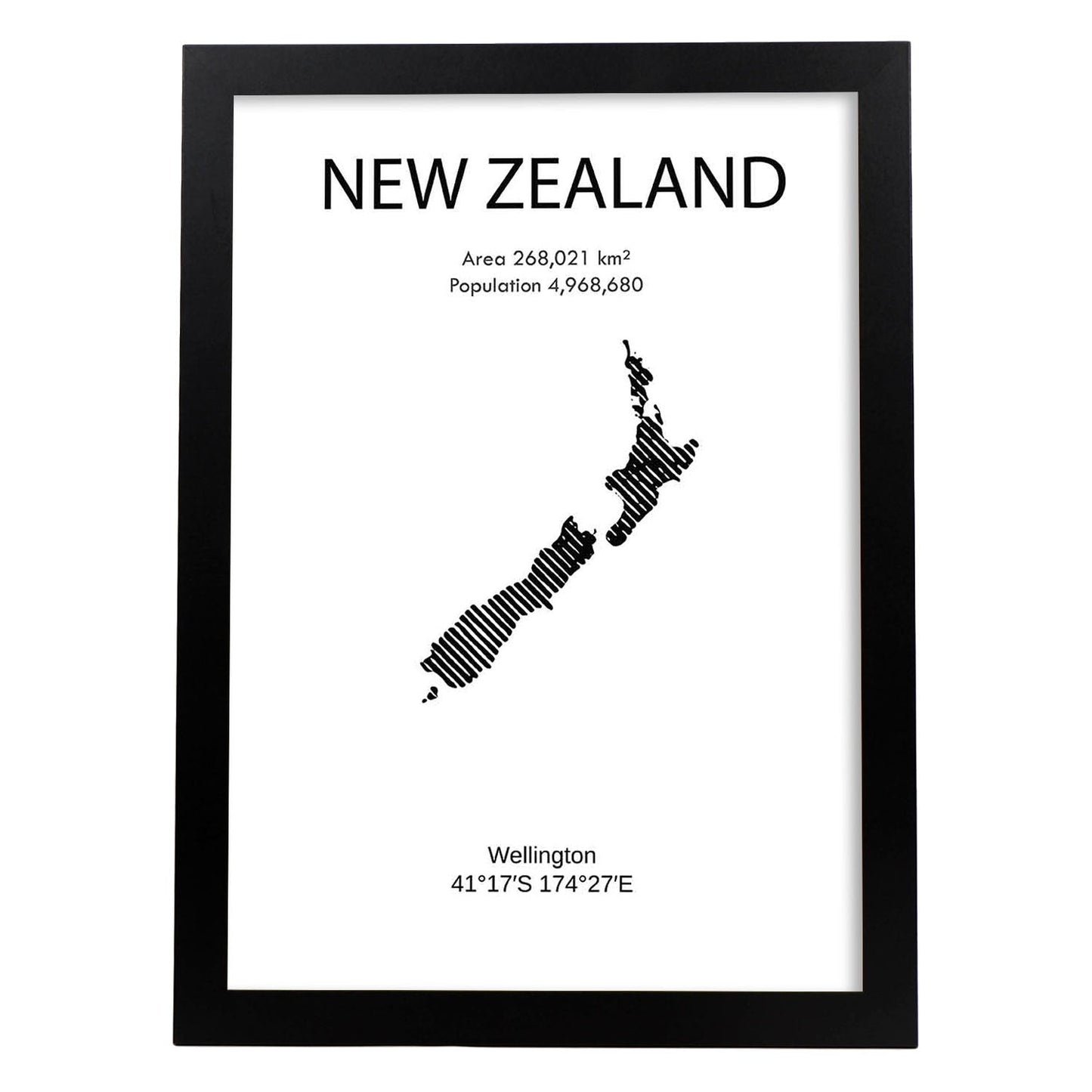 Poster de Nueva Zelanda. Láminas de paises y continentes del mundo.-Artwork-Nacnic-A3-Marco Negro-Nacnic Estudio SL