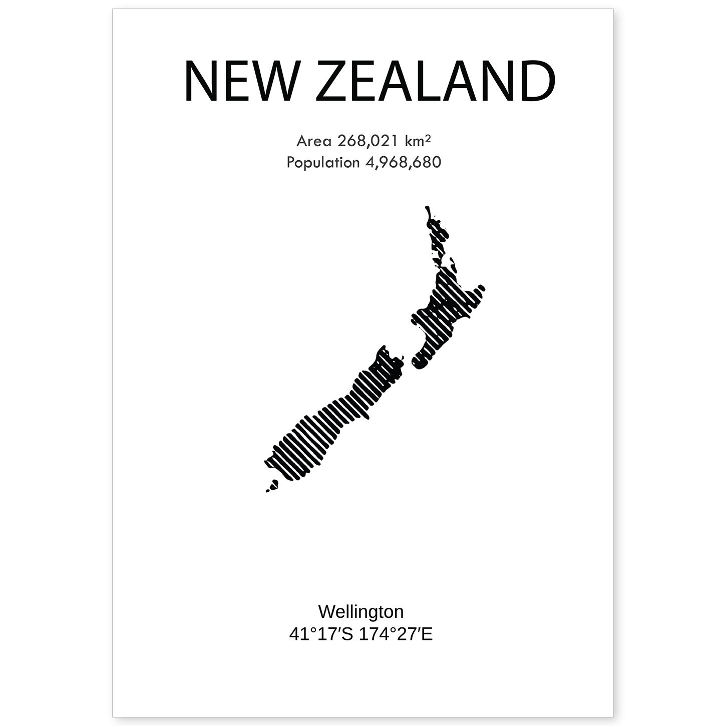 Poster de Nueva Zelanda. Láminas de paises y continentes del mundo.-Artwork-Nacnic-A4-Sin marco-Nacnic Estudio SL