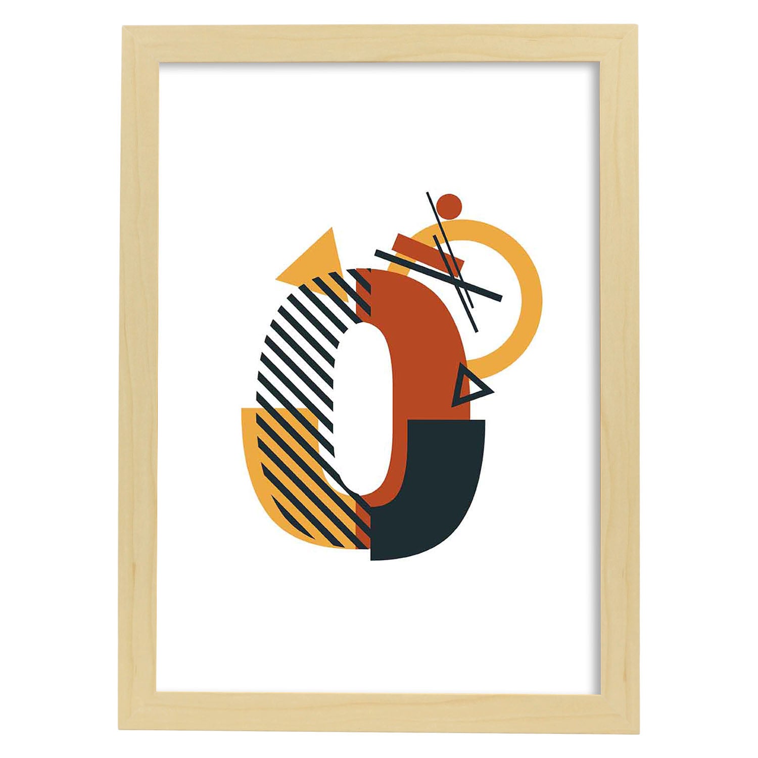 Poster de número 0. Lámina estilo Geometria con formas con imágenes del alfabeto.-Artwork-Nacnic-A4-Marco Madera clara-Nacnic Estudio SL