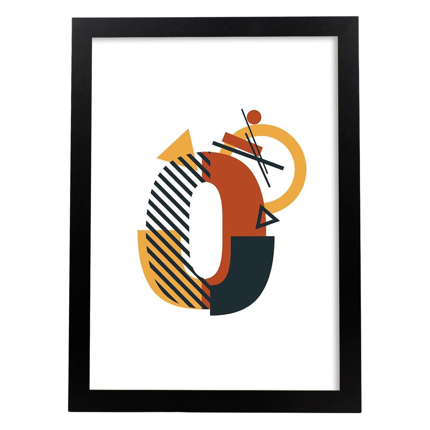 Poster de número 0. Lámina estilo Geometria con formas con imágenes del alfabeto.-Artwork-Nacnic-A4-Marco Negro-Nacnic Estudio SL