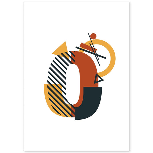 Poster de número 0. Lámina estilo Geometria con formas con imágenes del alfabeto.-Artwork-Nacnic-A4-Sin marco-Nacnic Estudio SL