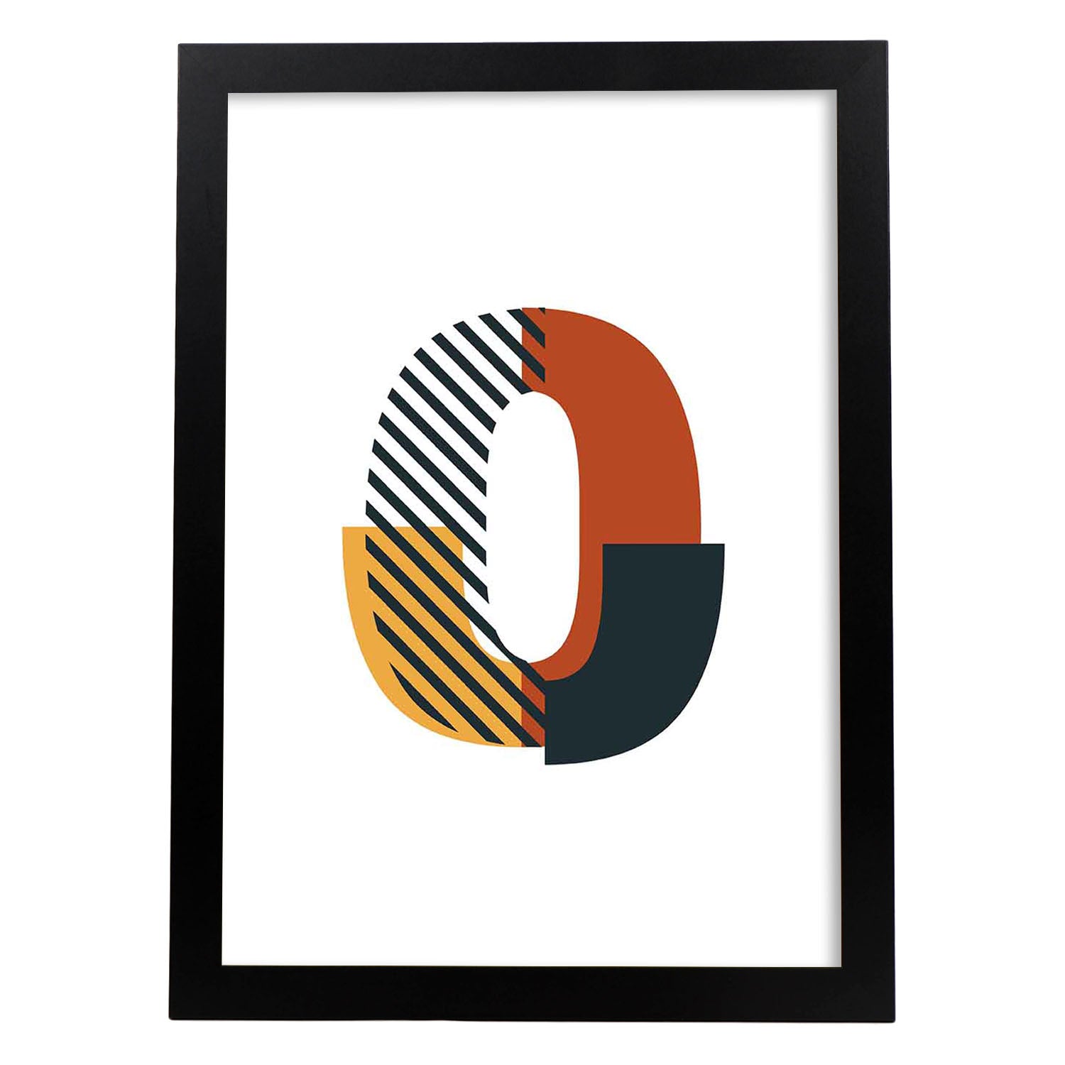 Poster de número 0. Lámina estilo Geometria con imágenes del alfabeto.-Artwork-Nacnic-A3-Marco Negro-Nacnic Estudio SL