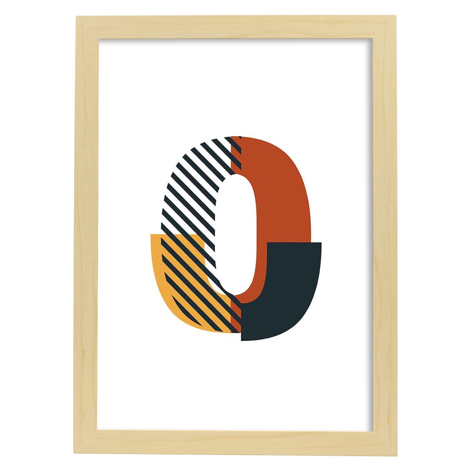 Poster de número 0. Lámina estilo Geometria con imágenes del alfabeto.-Artwork-Nacnic-A4-Marco Madera clara-Nacnic Estudio SL