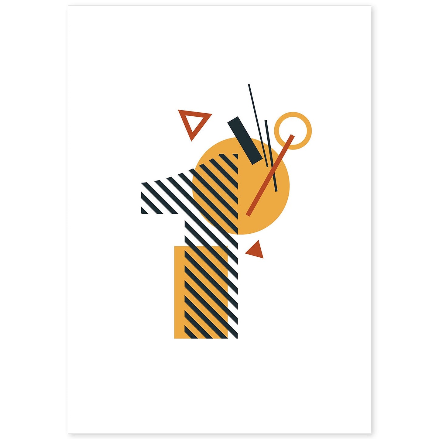 Poster de número 1. Lámina estilo Geometria con formas con imágenes del alfabeto.-Artwork-Nacnic-A4-Sin marco-Nacnic Estudio SL