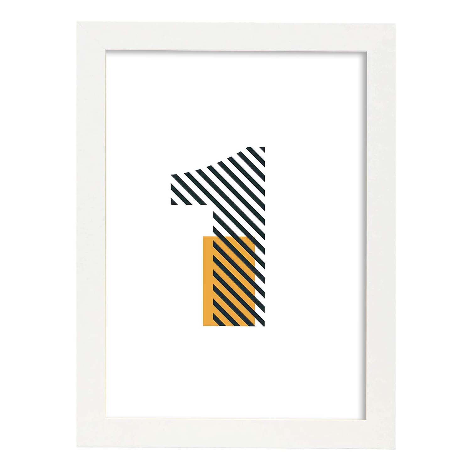 Poster de número 1. Lámina estilo Geometria con imágenes del alfabeto.-Artwork-Nacnic-A3-Marco Blanco-Nacnic Estudio SL