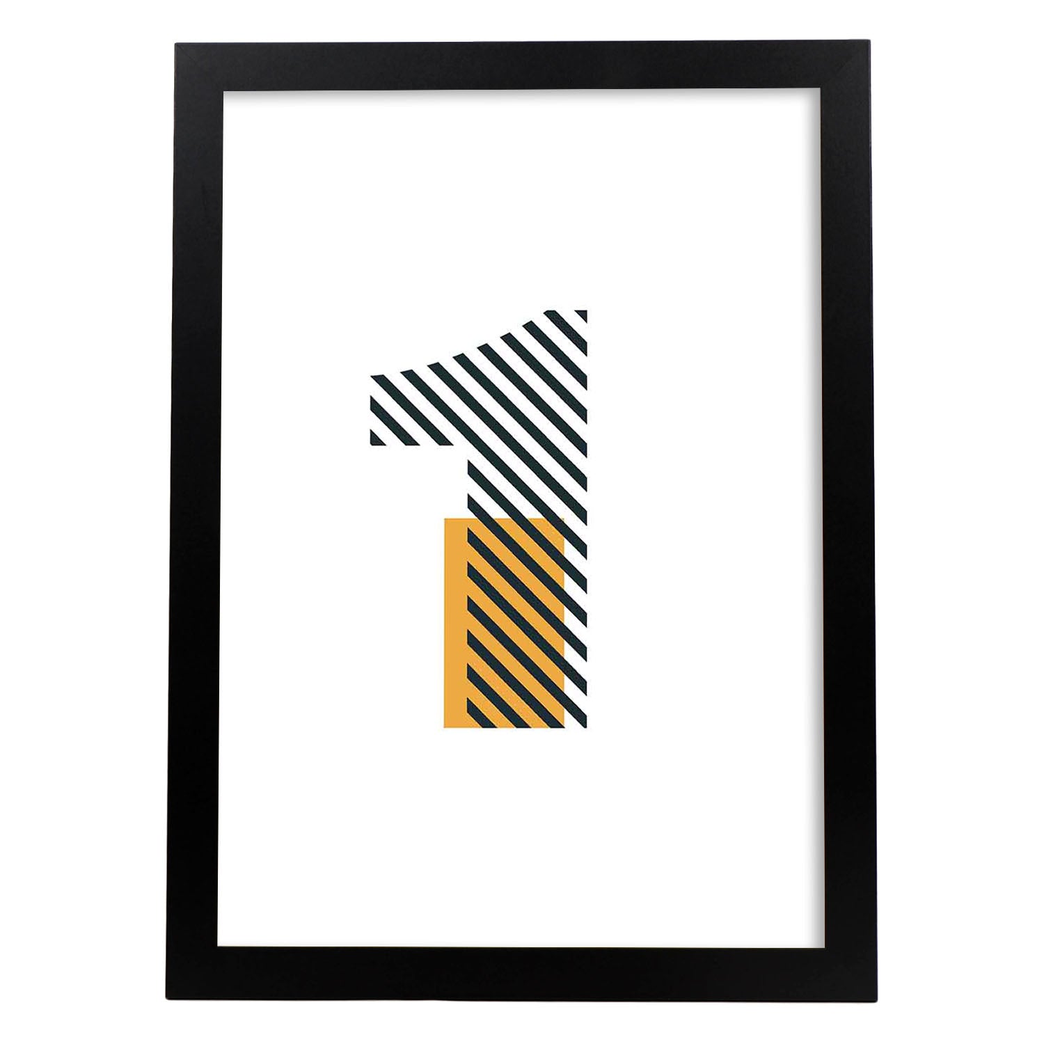 Poster de número 1. Lámina estilo Geometria con imágenes del alfabeto.-Artwork-Nacnic-A3-Marco Negro-Nacnic Estudio SL