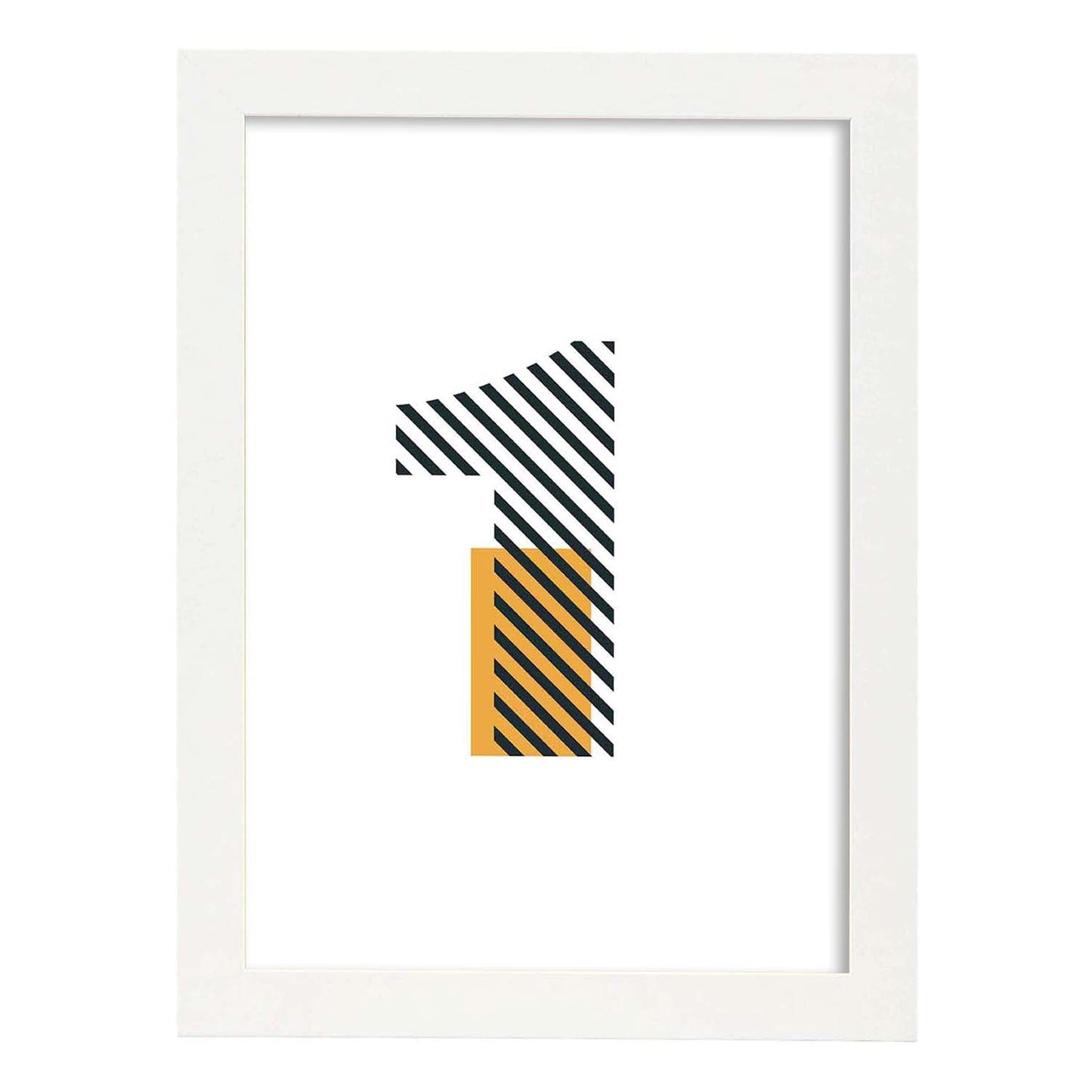 Poster de número 1. Lámina estilo Geometria con imágenes del alfabeto.-Artwork-Nacnic-A4-Marco Blanco-Nacnic Estudio SL