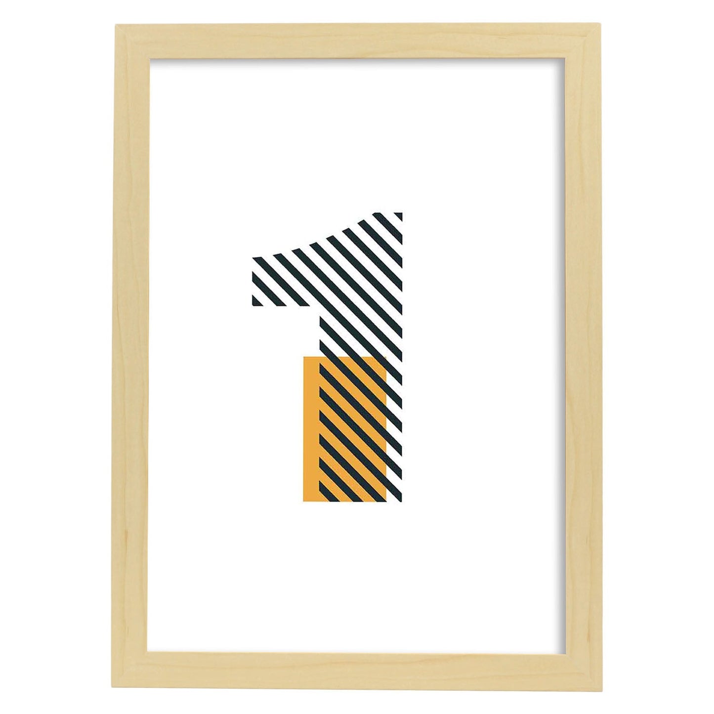 Poster de número 1. Lámina estilo Geometria con imágenes del alfabeto.-Artwork-Nacnic-A4-Marco Madera clara-Nacnic Estudio SL
