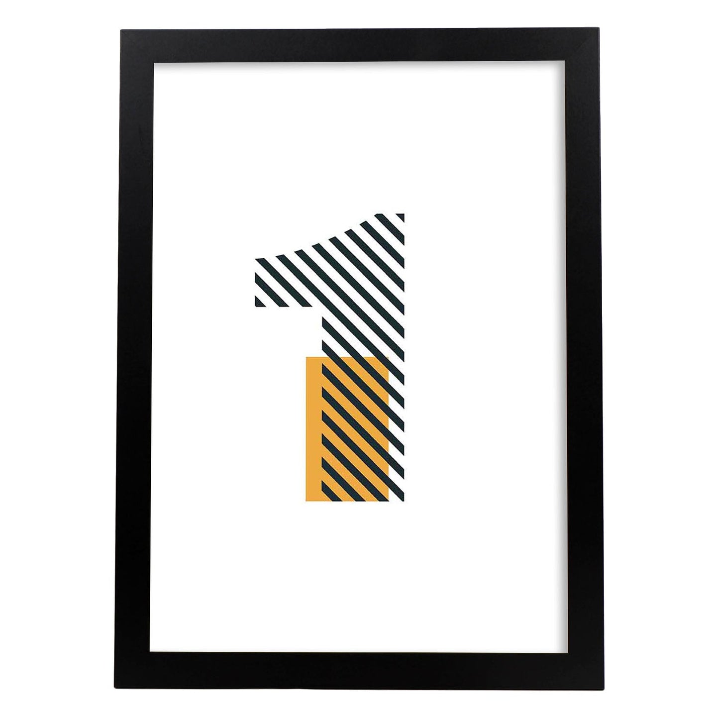 Poster de número 1. Lámina estilo Geometria con imágenes del alfabeto.-Artwork-Nacnic-A4-Marco Negro-Nacnic Estudio SL