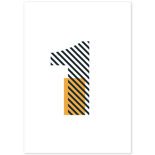 Poster de número 1. Lámina estilo Geometria con imágenes del alfabeto.-Artwork-Nacnic-A4-Sin marco-Nacnic Estudio SL