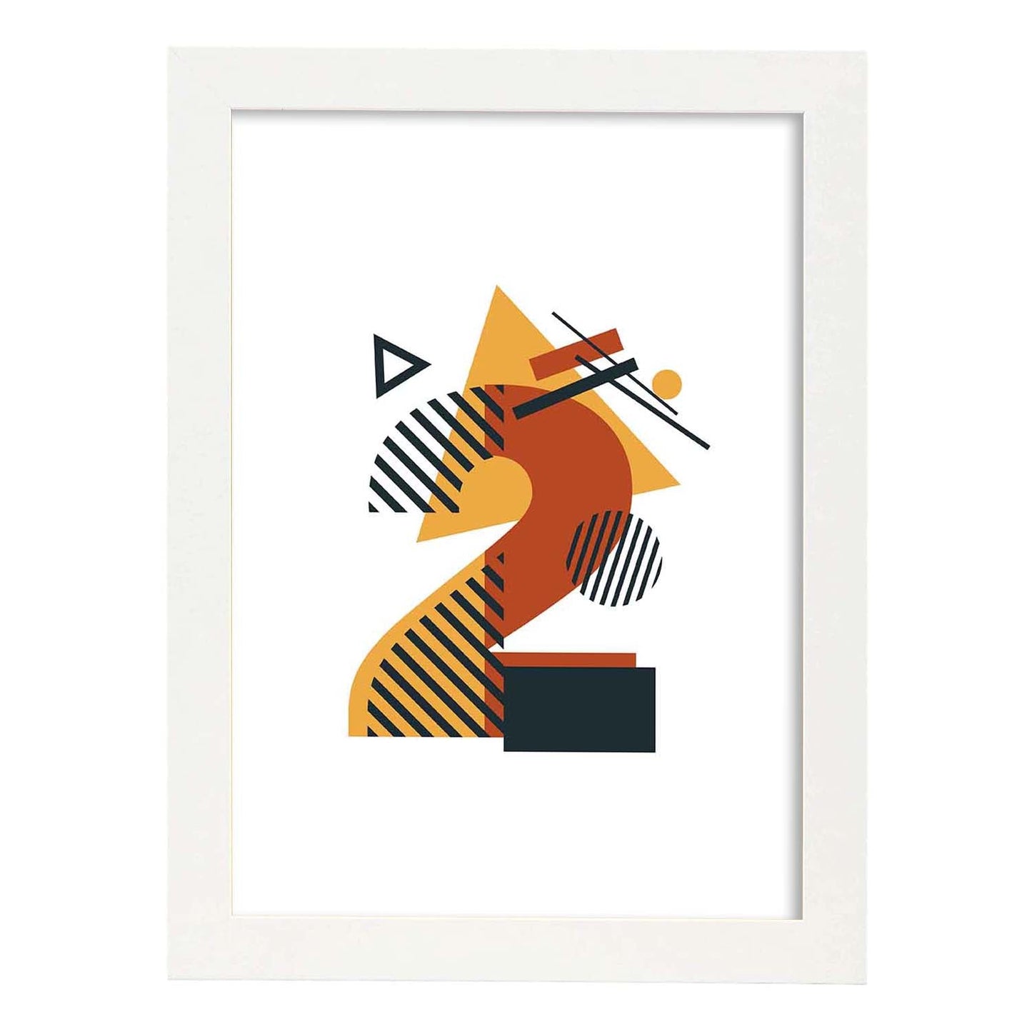 Poster de número 2. Lámina estilo Geometria con formas con imágenes del alfabeto.-Artwork-Nacnic-A3-Marco Blanco-Nacnic Estudio SL
