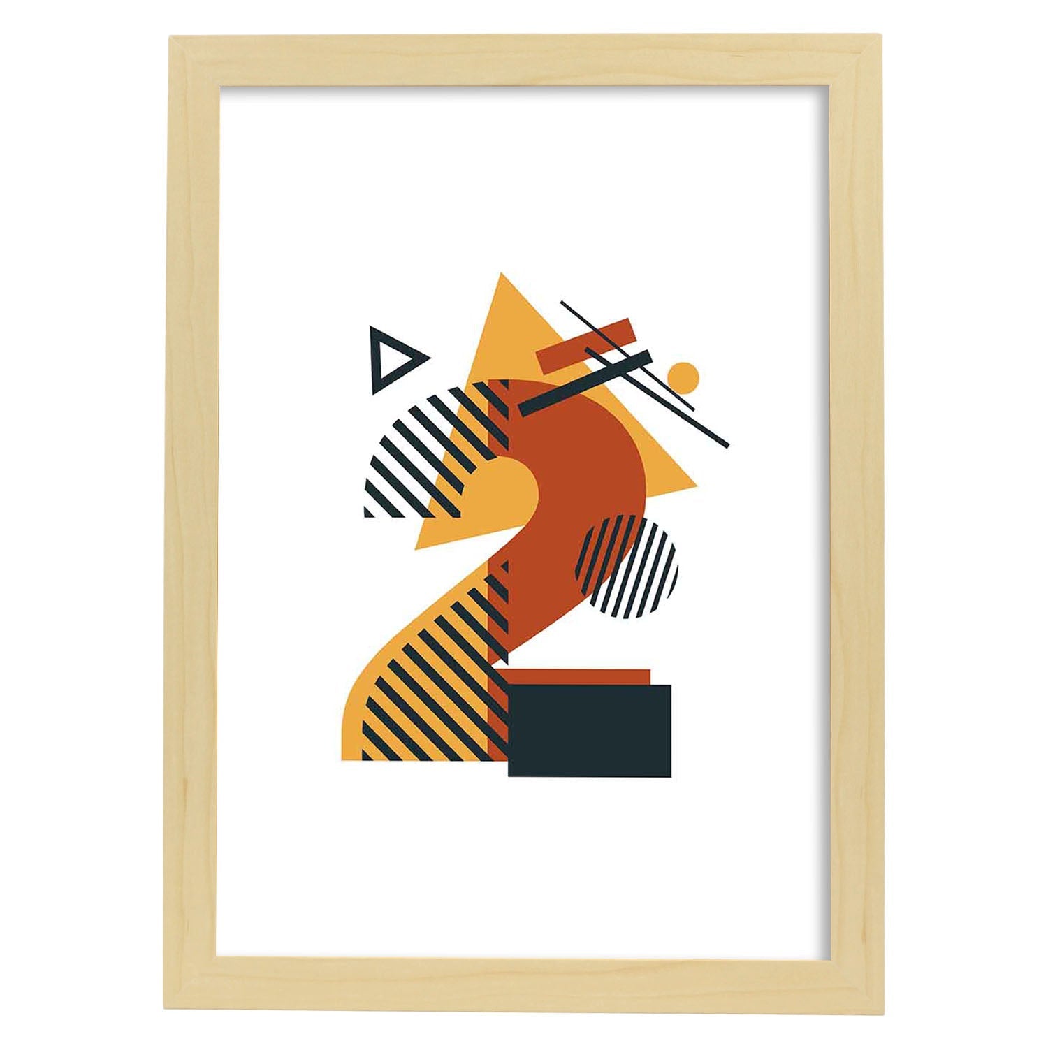 Poster de número 2. Lámina estilo Geometria con formas con imágenes del alfabeto.-Artwork-Nacnic-A3-Marco Madera clara-Nacnic Estudio SL