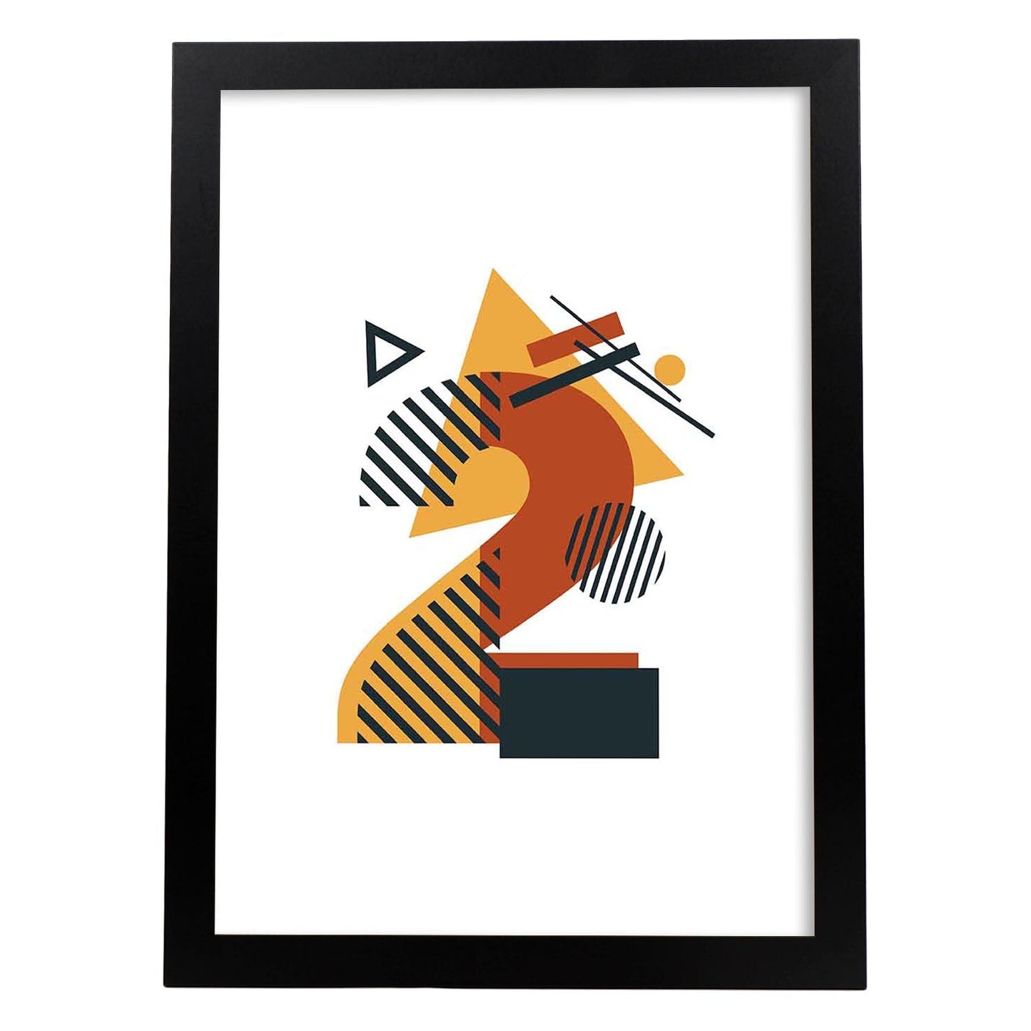 Poster de número 2. Lámina estilo Geometria con formas con imágenes del alfabeto.-Artwork-Nacnic-A3-Marco Negro-Nacnic Estudio SL