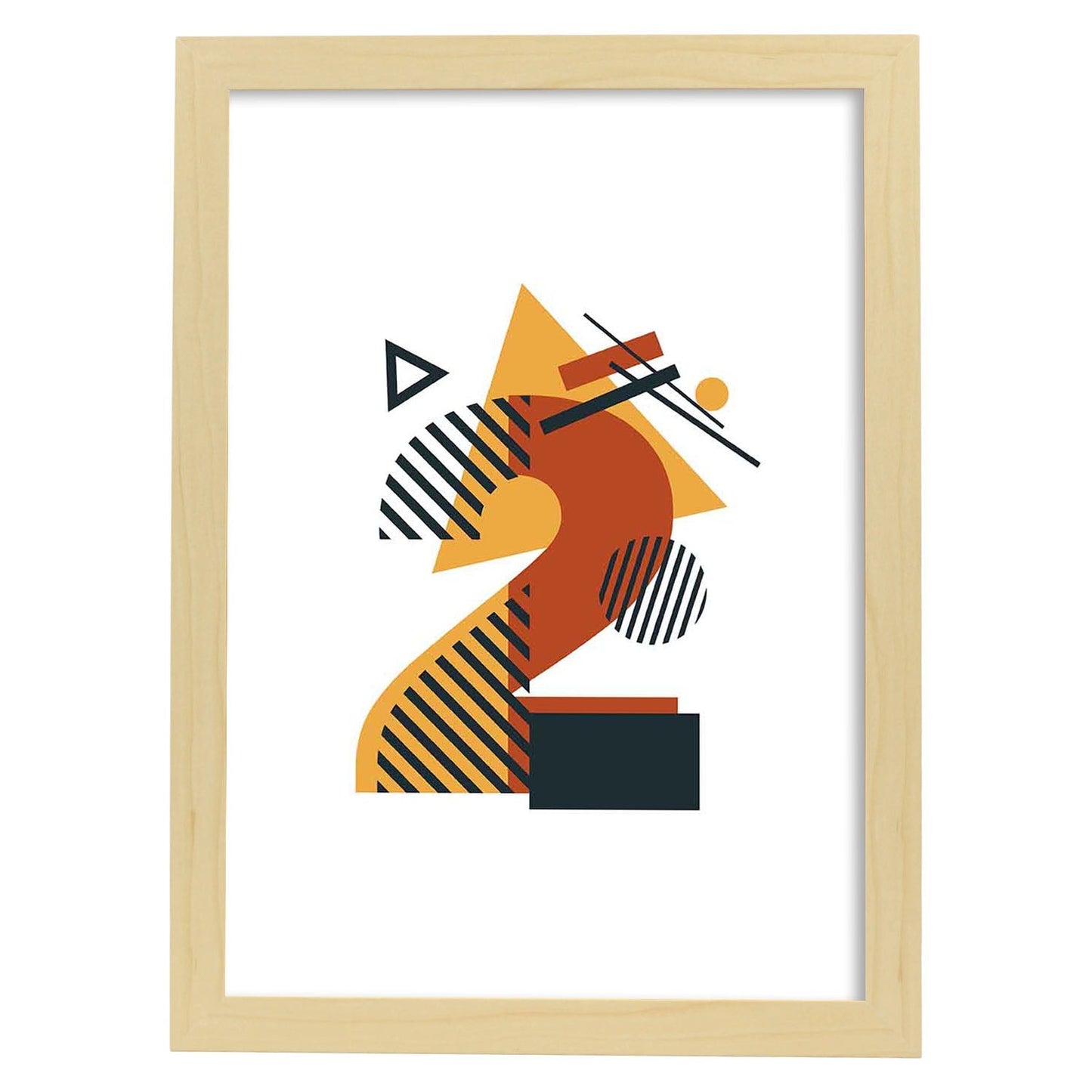 Poster de número 2. Lámina estilo Geometria con formas con imágenes del alfabeto.-Artwork-Nacnic-A4-Marco Madera clara-Nacnic Estudio SL