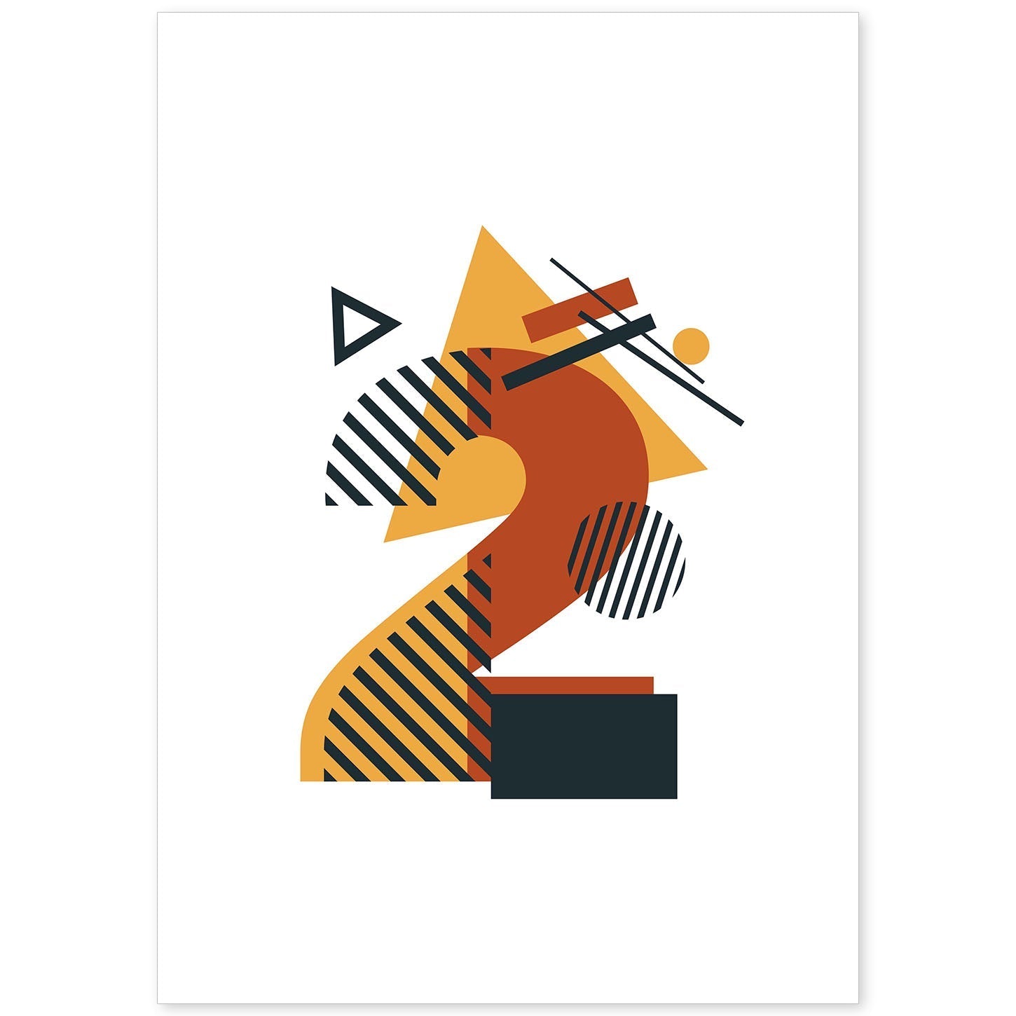 Poster de número 2. Lámina estilo Geometria con formas con imágenes del alfabeto.-Artwork-Nacnic-A4-Sin marco-Nacnic Estudio SL