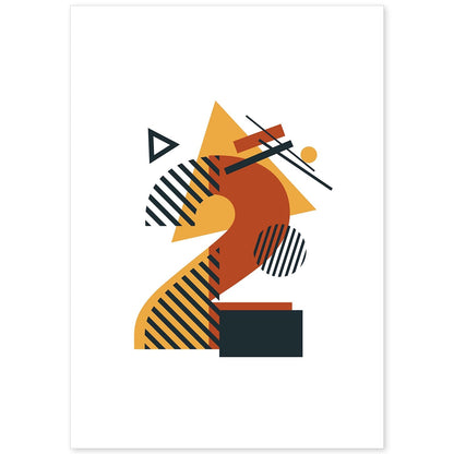 Poster de número 2. Lámina estilo Geometria con formas con imágenes del alfabeto.-Artwork-Nacnic-A4-Sin marco-Nacnic Estudio SL