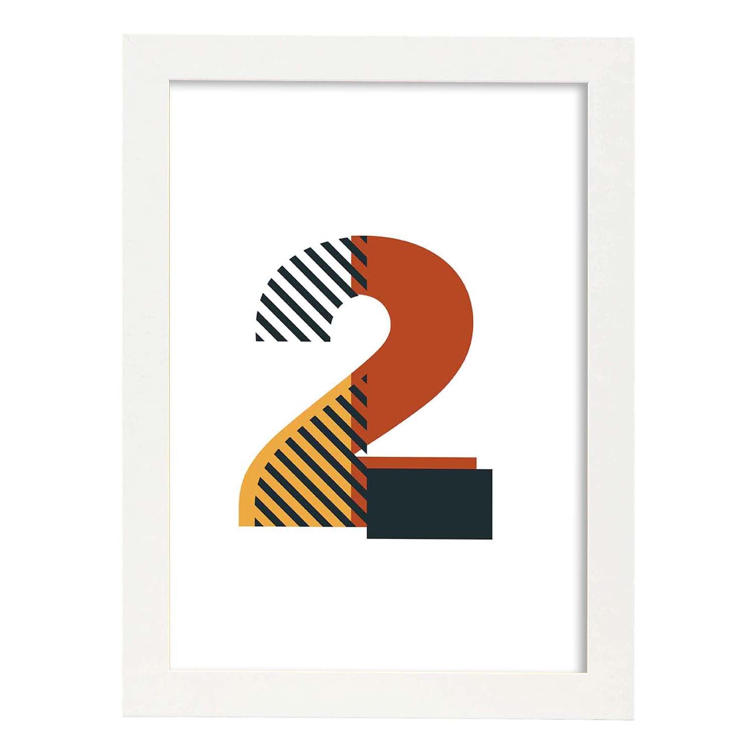 Poster de número 2. Lámina estilo Geometria con imágenes del alfabeto.-Artwork-Nacnic-A3-Marco Blanco-Nacnic Estudio SL
