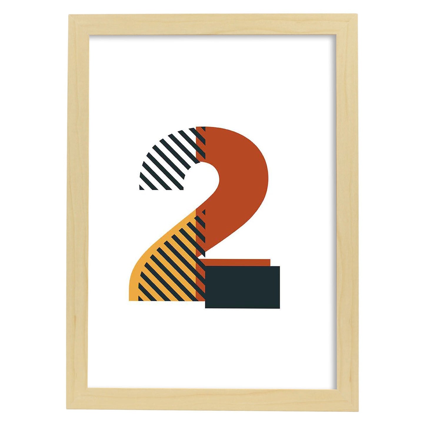Poster de número 2. Lámina estilo Geometria con imágenes del alfabeto.-Artwork-Nacnic-A3-Marco Madera clara-Nacnic Estudio SL