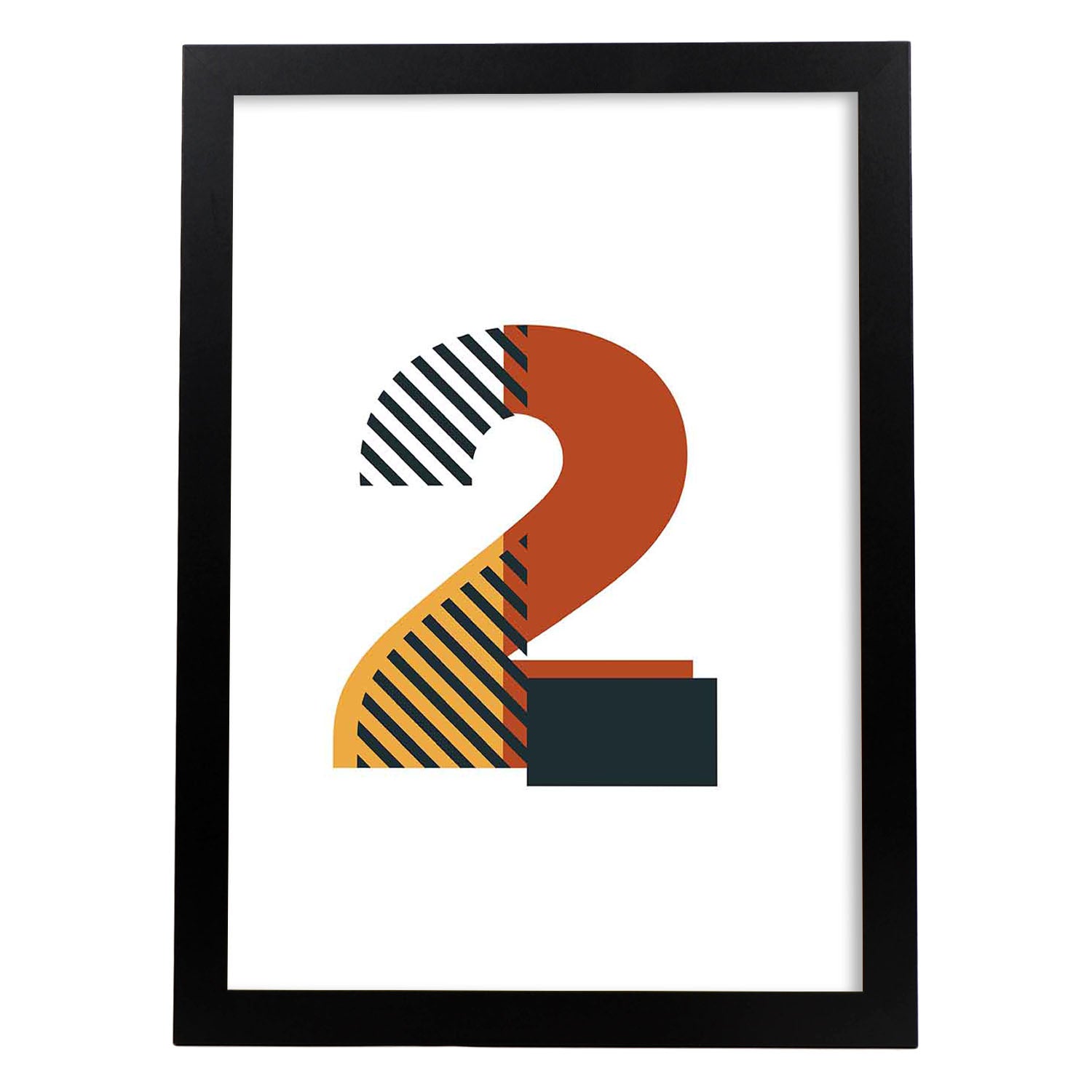 Poster de número 2. Lámina estilo Geometria con imágenes del alfabeto.-Artwork-Nacnic-A3-Marco Negro-Nacnic Estudio SL