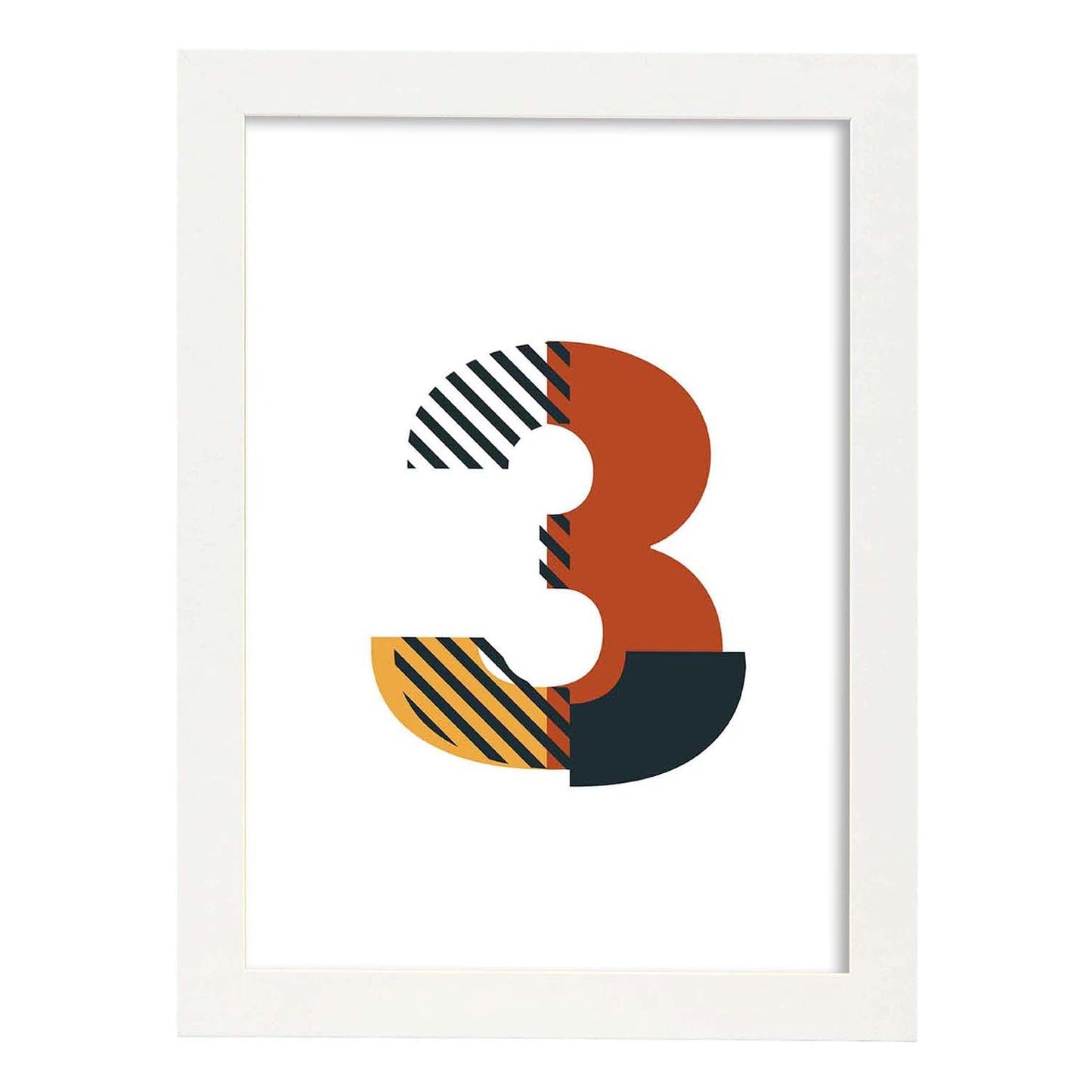 Poster de número 3. Lámina estilo Geometria con imágenes del alfabeto.-Artwork-Nacnic-A3-Marco Blanco-Nacnic Estudio SL