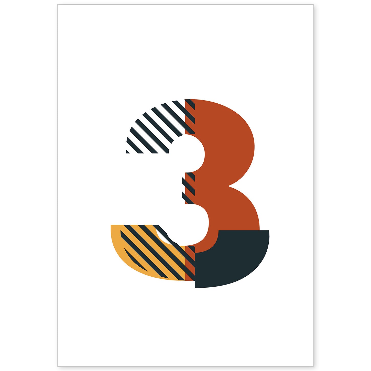 Poster de número 3. Lámina estilo Geometria con imágenes del alfabeto.-Artwork-Nacnic-A4-Sin marco-Nacnic Estudio SL