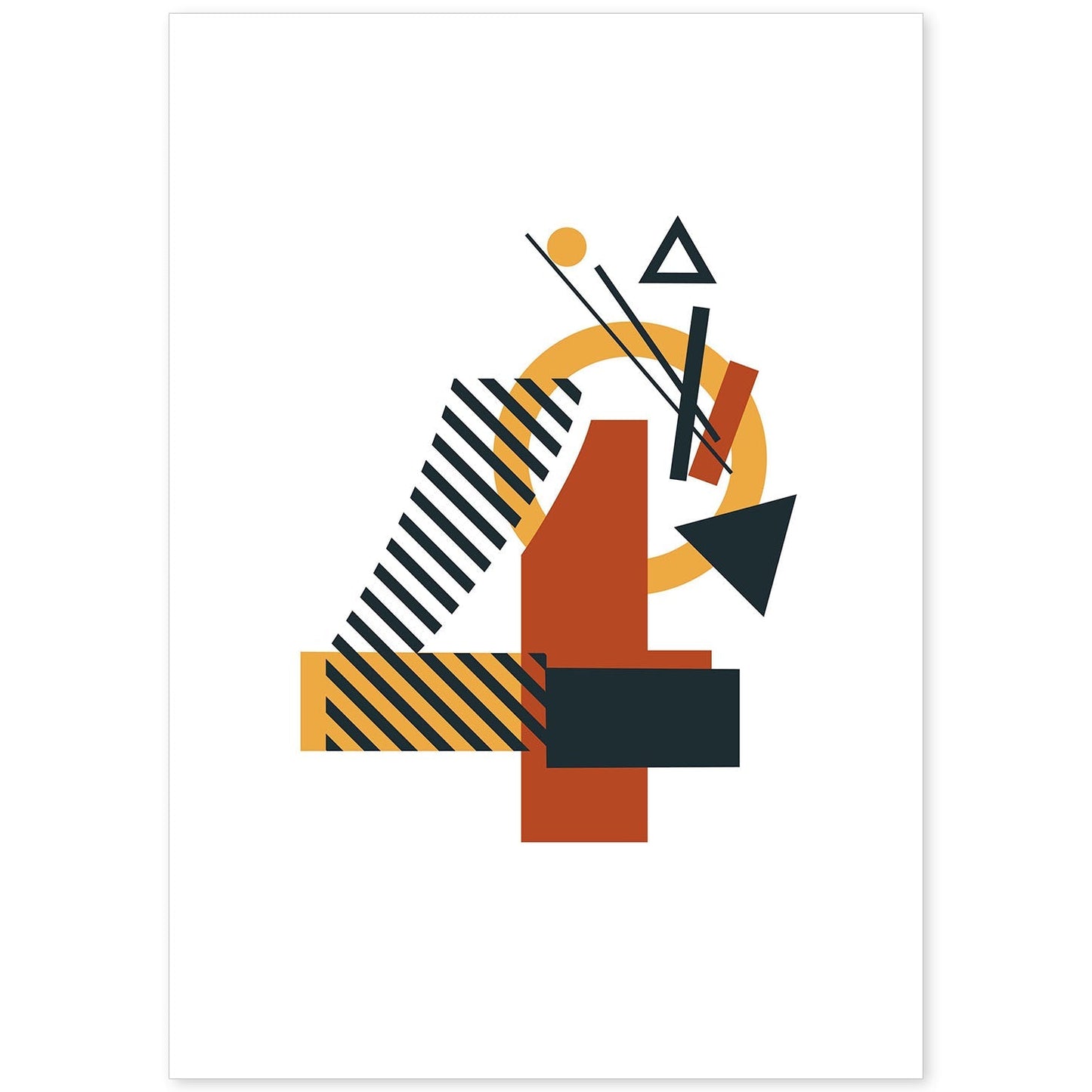 Poster de número 4. Lámina estilo Geometria con formas con imágenes del alfabeto.-Artwork-Nacnic-A4-Sin marco-Nacnic Estudio SL