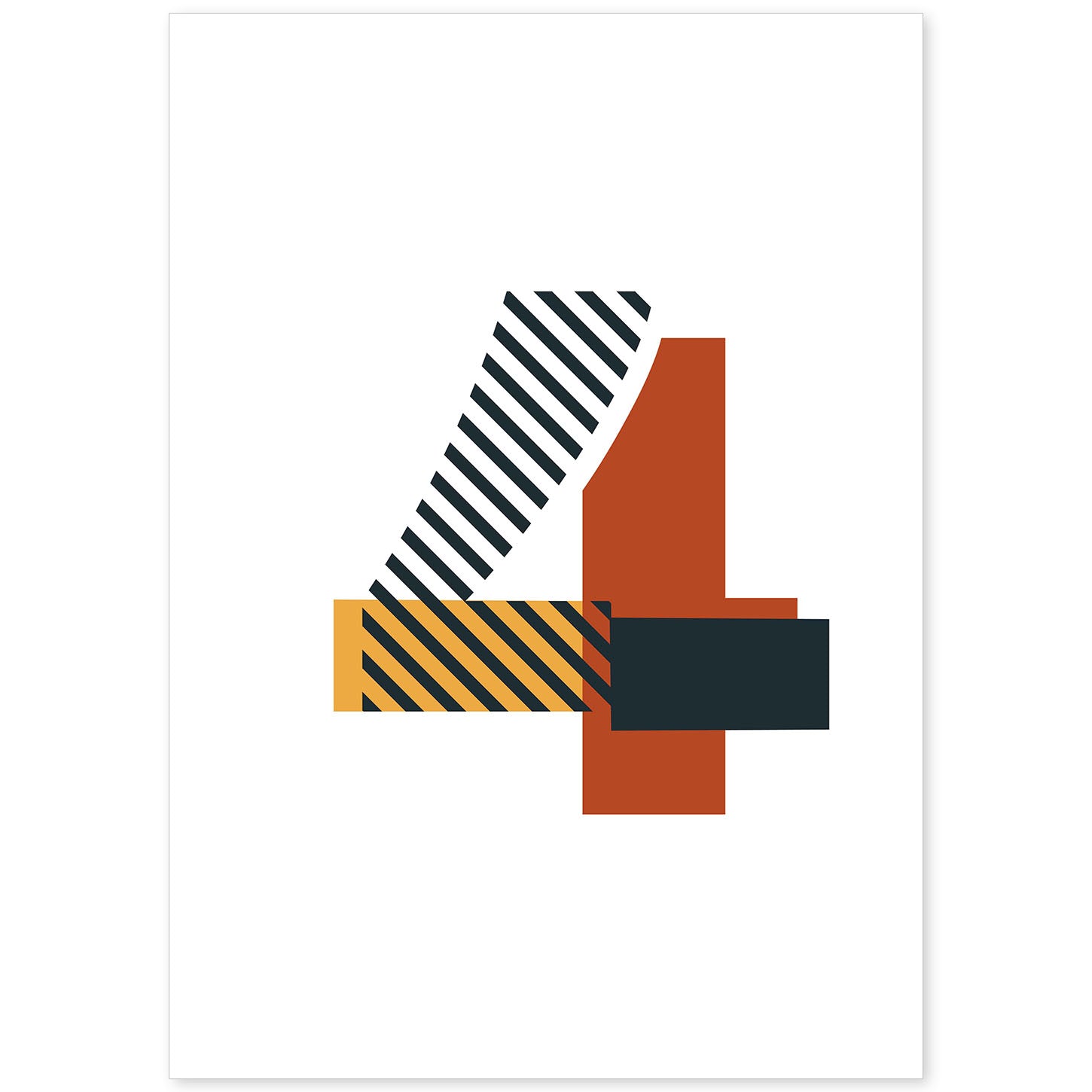 Poster de número 4. Lámina estilo Geometria con imágenes del alfabeto.-Artwork-Nacnic-A4-Sin marco-Nacnic Estudio SL