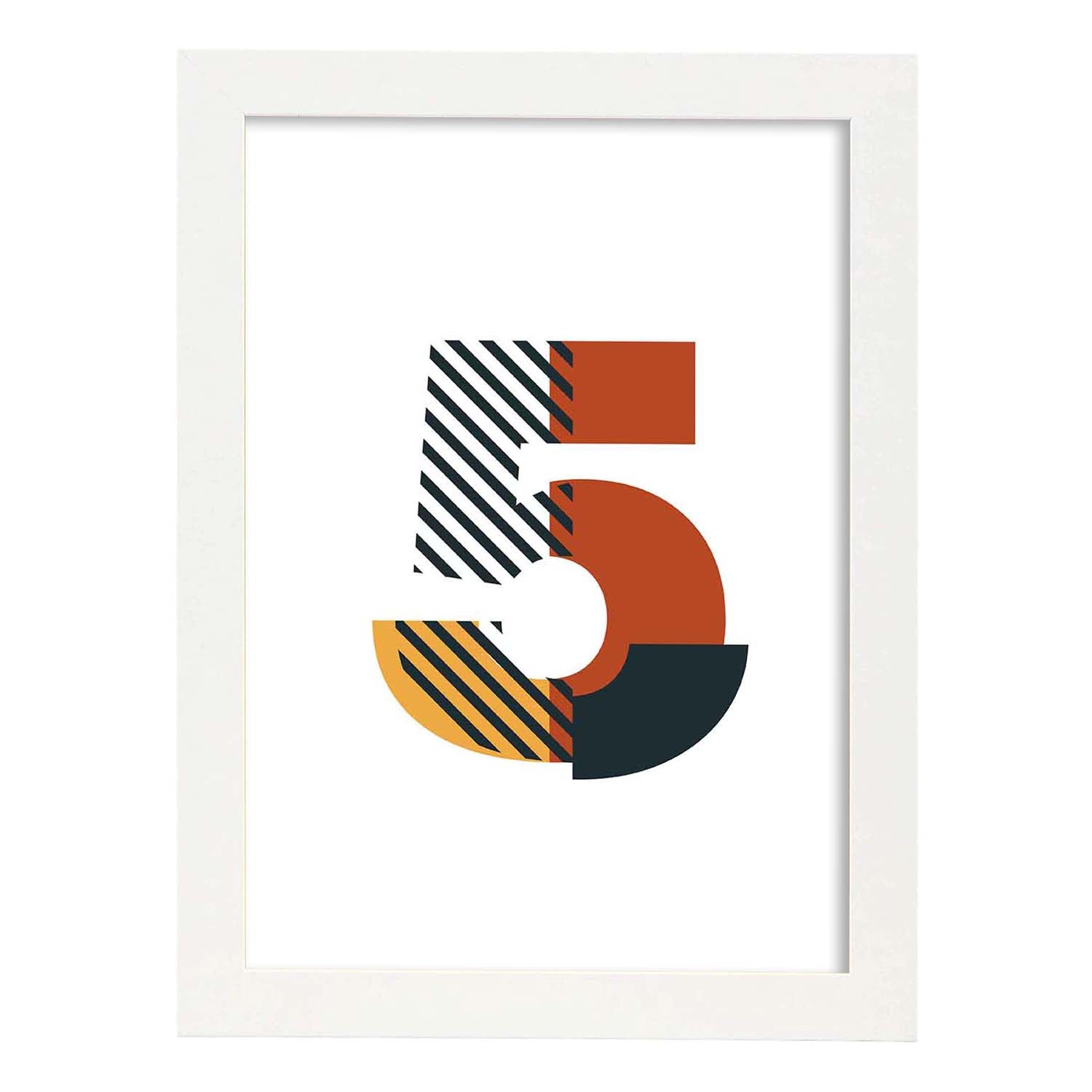 Poster de número 5. Lámina estilo Geometria con imágenes del alfabeto.-Artwork-Nacnic-A3-Marco Blanco-Nacnic Estudio SL