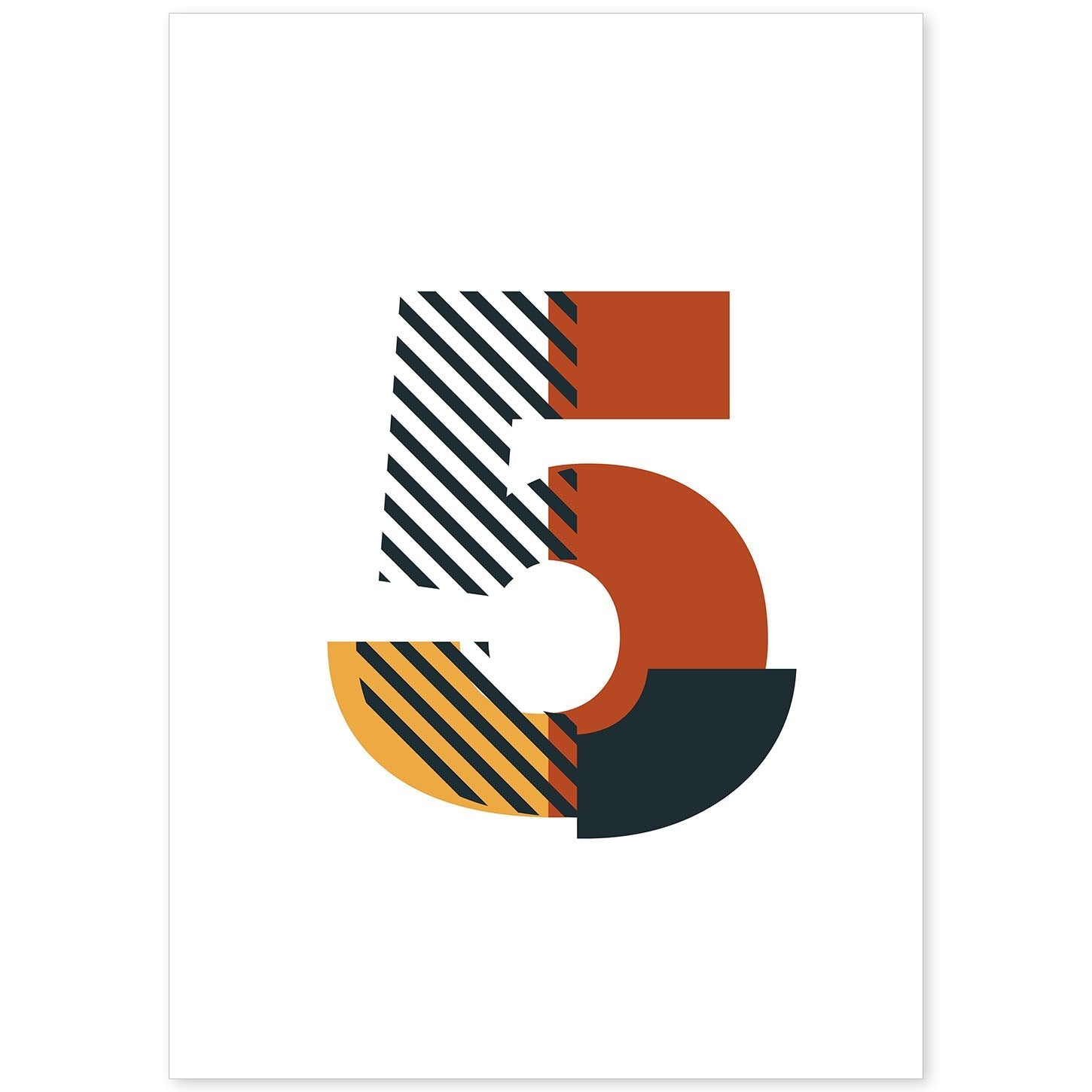 Poster de número 5. Lámina estilo Geometria con imágenes del alfabeto.-Artwork-Nacnic-A4-Sin marco-Nacnic Estudio SL