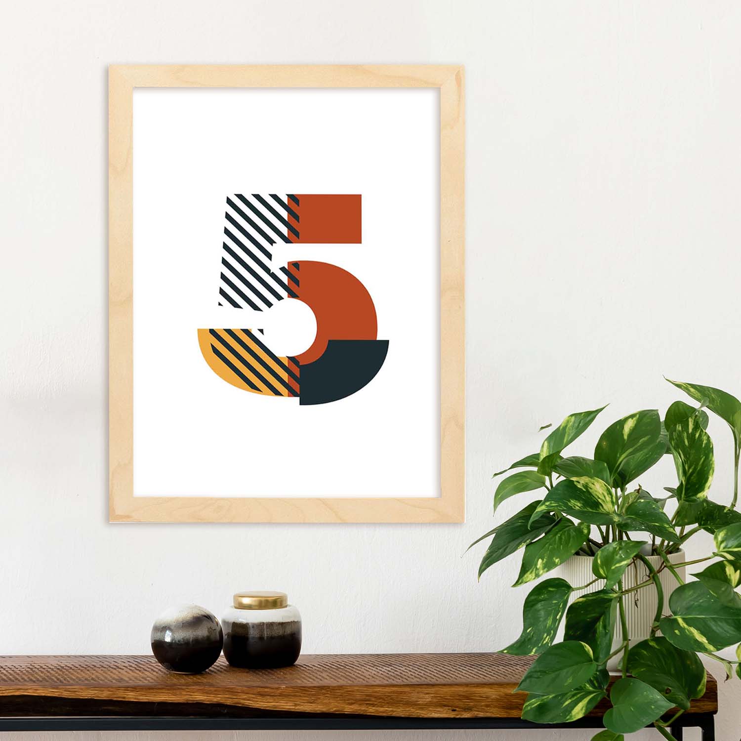 Poster de número 5. Lámina estilo Geometria con imágenes del alfabeto.-Artwork-Nacnic-Nacnic Estudio SL