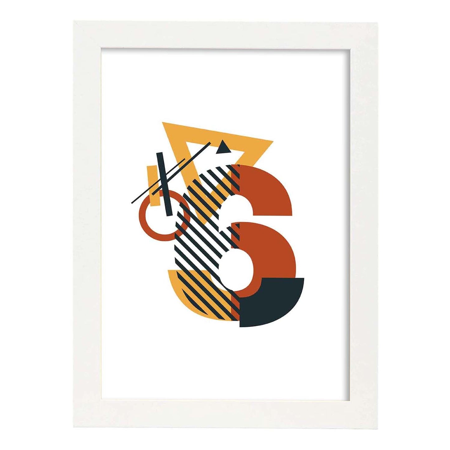 Poster de número 6. Lámina estilo Geometria con formas con imágenes del alfabeto.-Artwork-Nacnic-A3-Marco Blanco-Nacnic Estudio SL