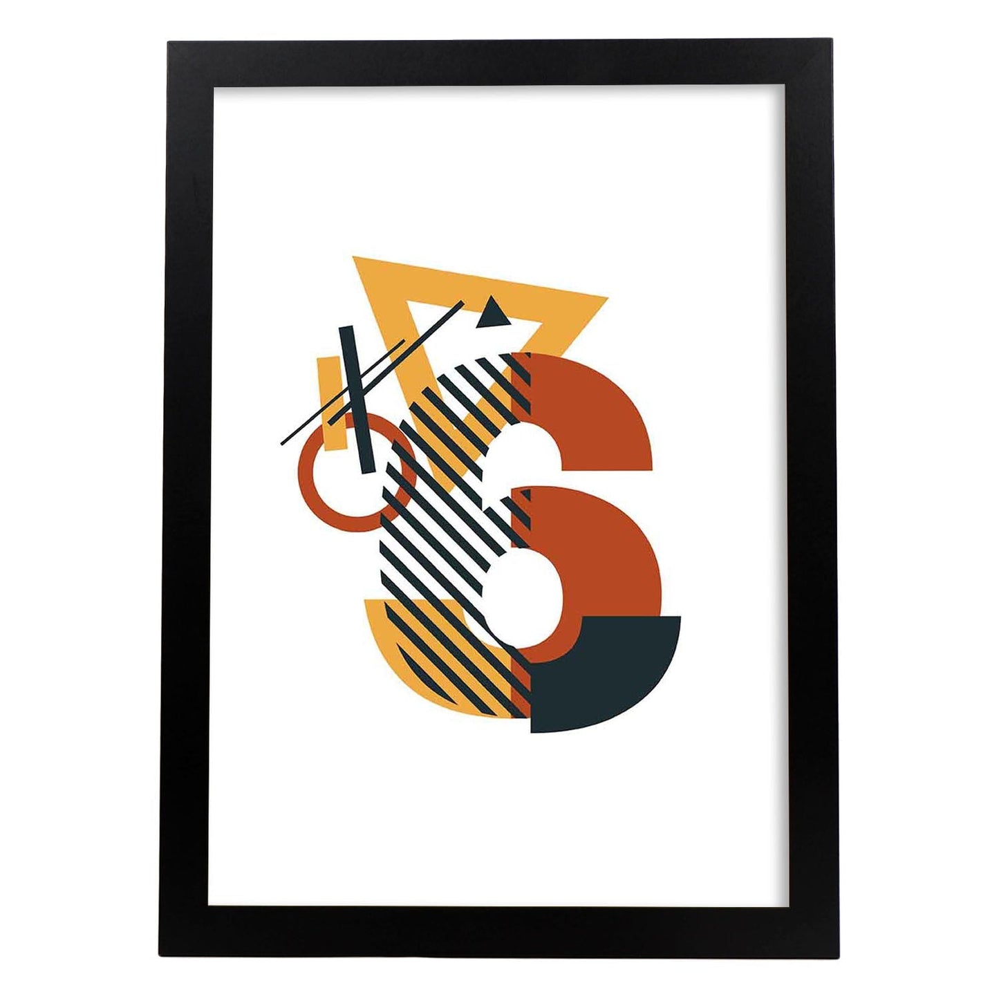 Poster de número 6. Lámina estilo Geometria con formas con imágenes del alfabeto.-Artwork-Nacnic-A3-Marco Negro-Nacnic Estudio SL