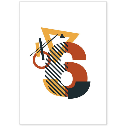 Poster de número 6. Lámina estilo Geometria con formas con imágenes del alfabeto.-Artwork-Nacnic-A4-Sin marco-Nacnic Estudio SL
