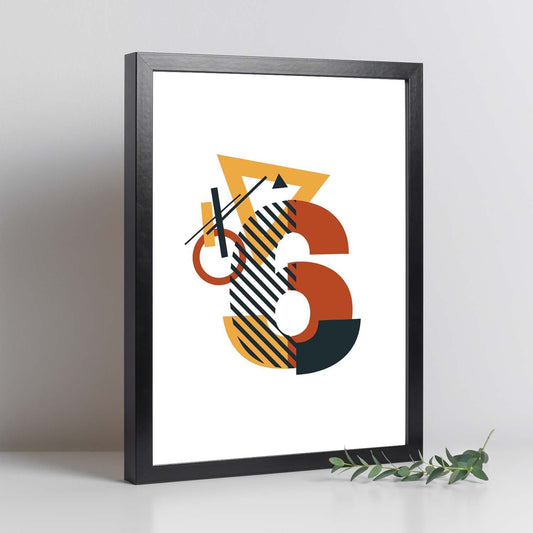 Poster de número 6. Lámina estilo Geometria con formas con imágenes del alfabeto.-Artwork-Nacnic-Nacnic Estudio SL