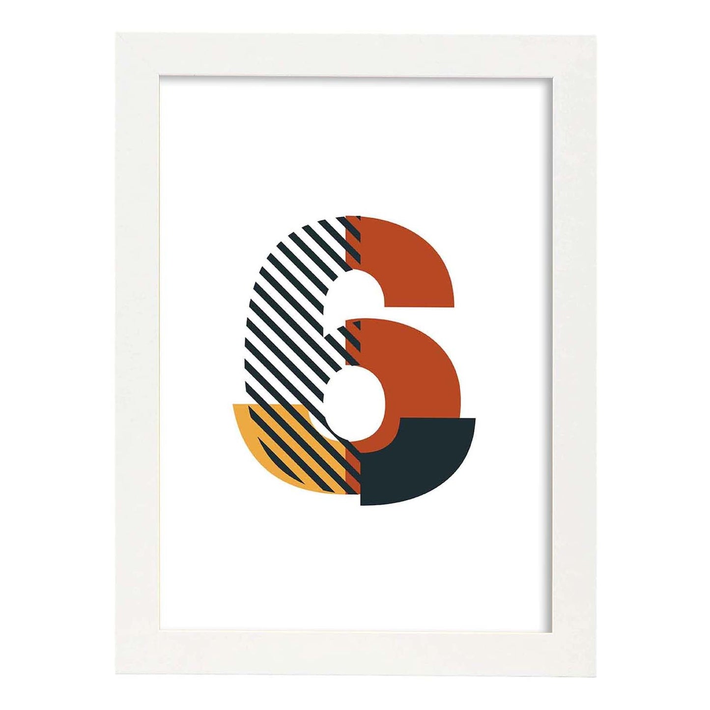 Poster de número 6. Lámina estilo Geometria con imágenes del alfabeto.-Artwork-Nacnic-A3-Marco Blanco-Nacnic Estudio SL