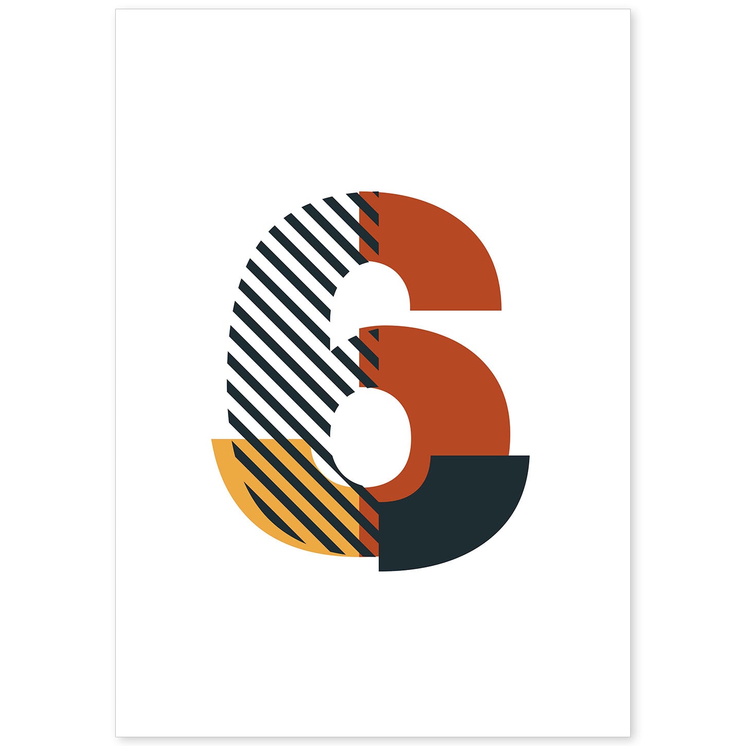 Poster de número 6. Lámina estilo Geometria con imágenes del alfabeto.-Artwork-Nacnic-A4-Sin marco-Nacnic Estudio SL