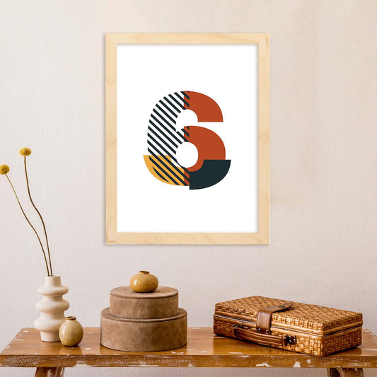 Poster de número 6. Lámina estilo Geometria con imágenes del alfabeto.-Artwork-Nacnic-Nacnic Estudio SL