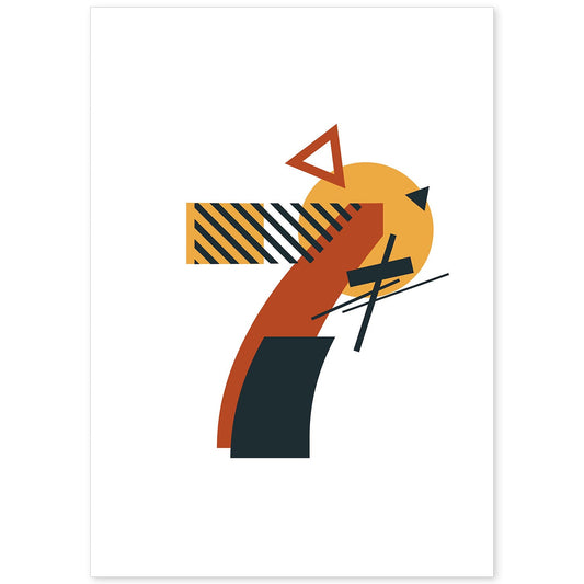 Poster de número 7. Lámina estilo Geometria con formas con imágenes del alfabeto.-Artwork-Nacnic-A4-Sin marco-Nacnic Estudio SL