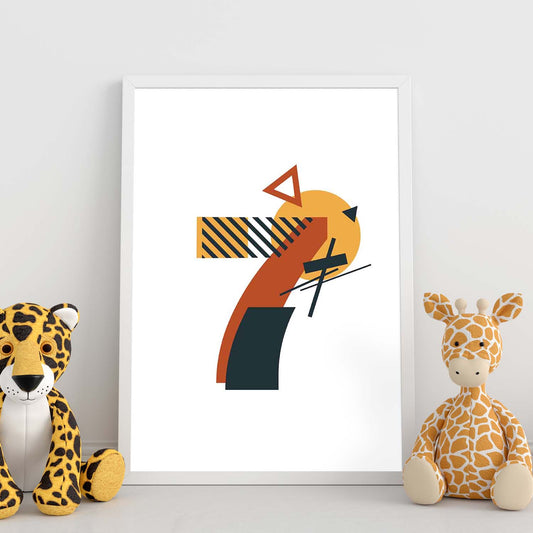 Poster de número 7. Lámina estilo Geometria con formas con imágenes del alfabeto.-Artwork-Nacnic-Nacnic Estudio SL