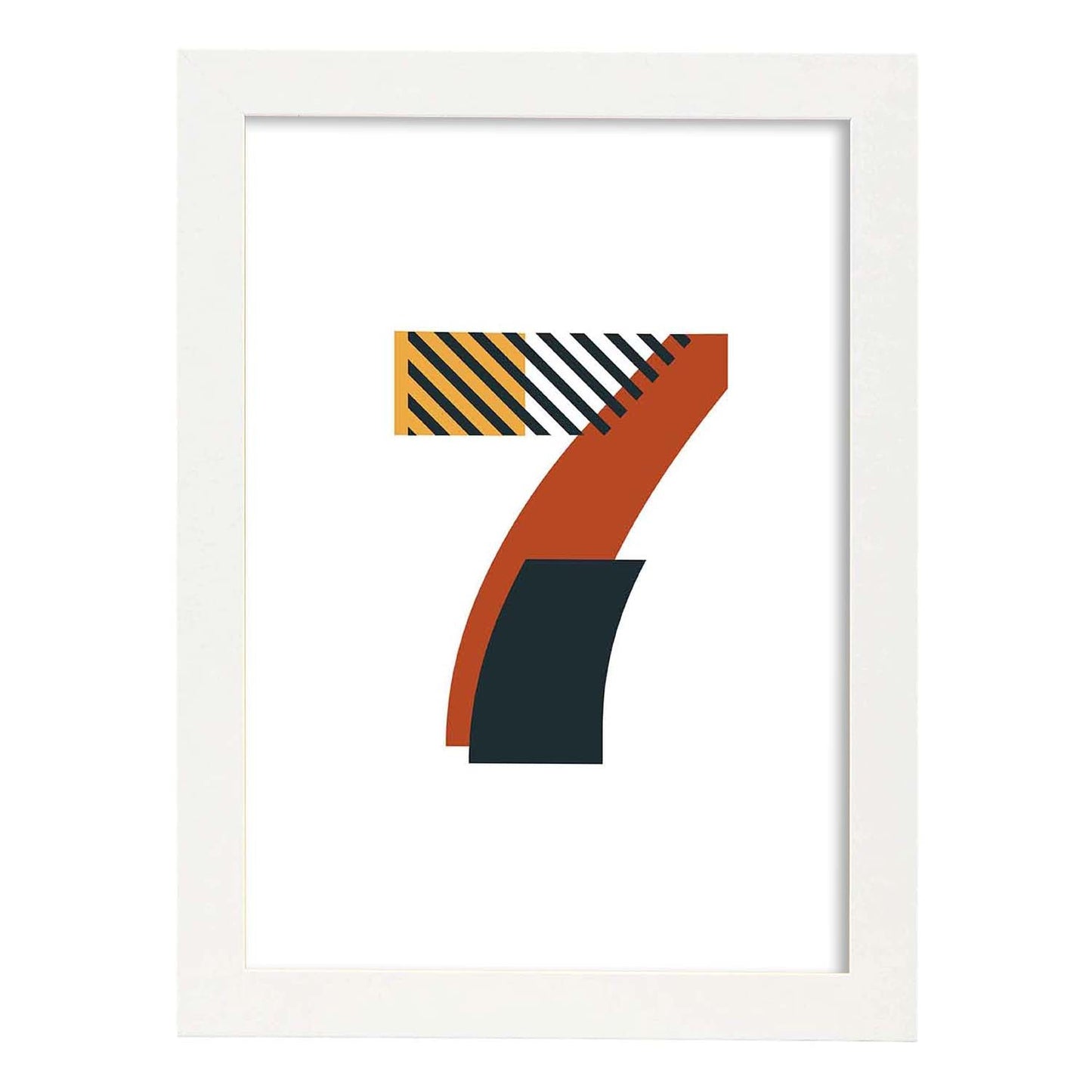 Poster de número 7. Lámina estilo Geometria con imágenes del alfabeto.-Artwork-Nacnic-A3-Marco Blanco-Nacnic Estudio SL